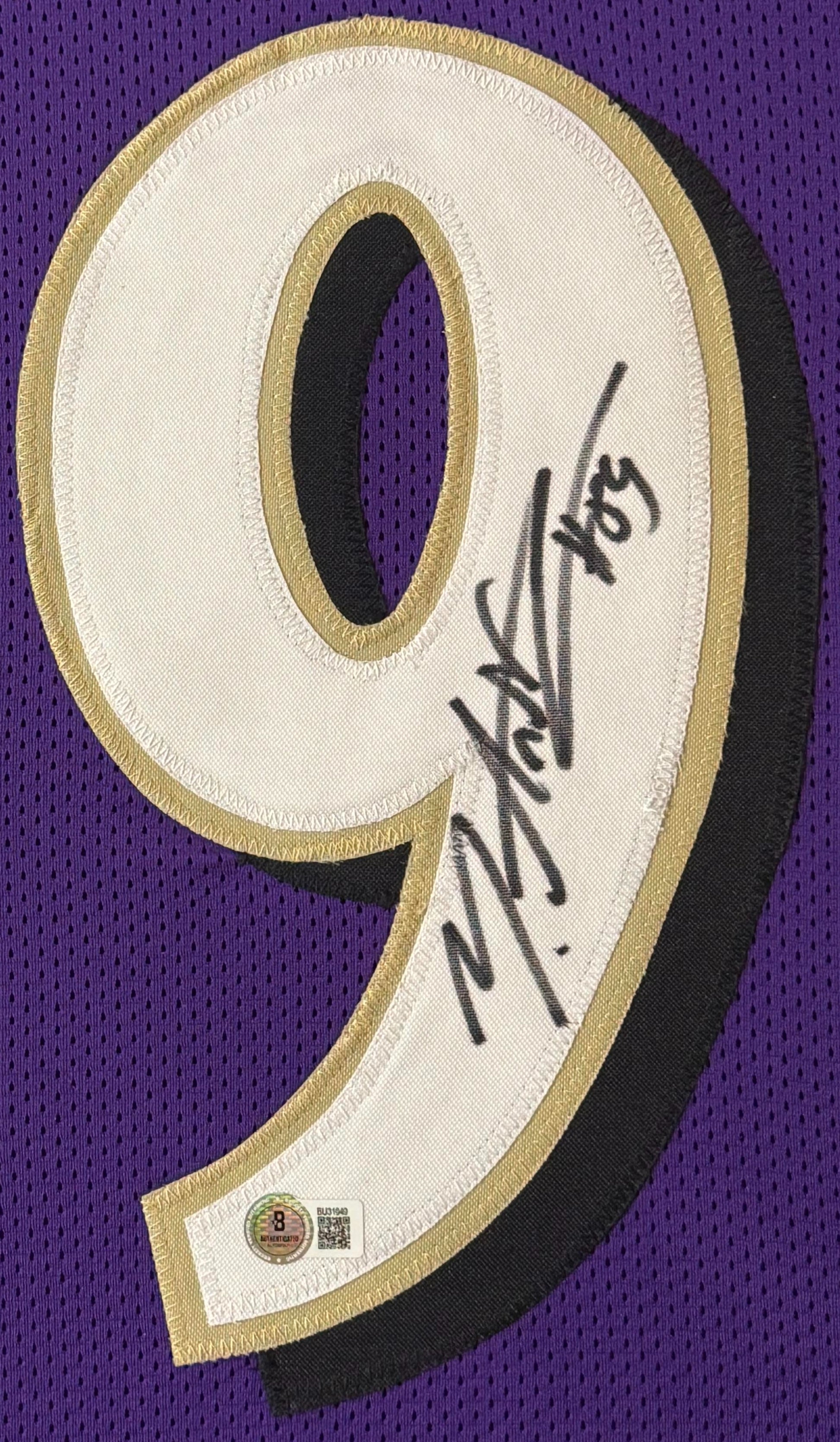 Mark Andrews Signed Baltimore Ravens Jersey Framed Beckett COA - Close up of Number