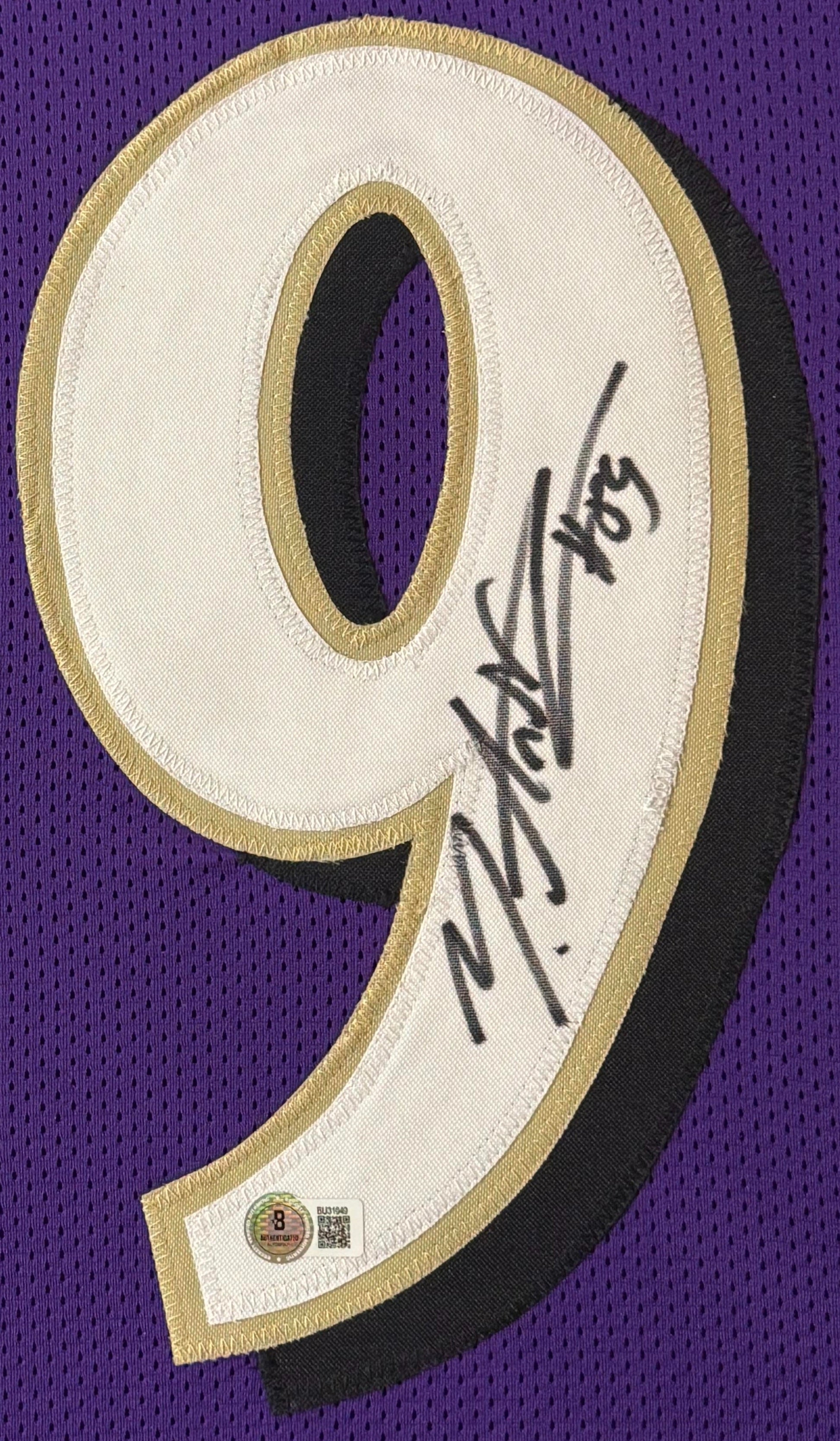 Mark Andrews Signed Baltimore Ravens Jersey Framed Beckett COA - Close up of Number