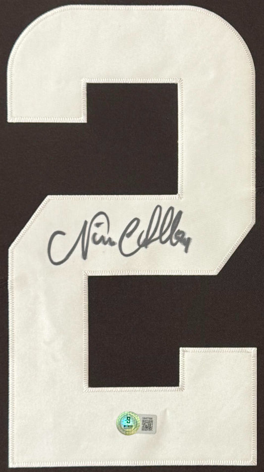 Nick Chubb Signed Cleveland Browns Nike Jersey Framed Beckett COA - Close up of Number