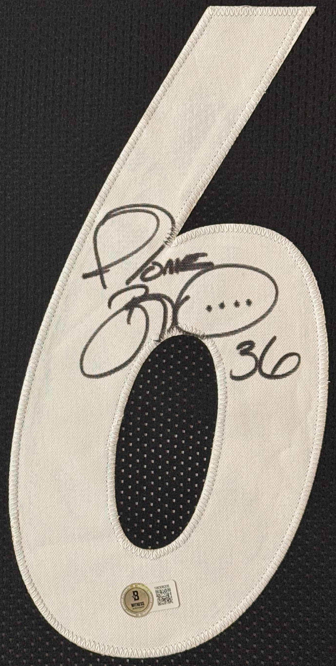 Jerome Bettis Signed Pittsburgh Steelers Jersey Framed Beckett COA - Close up of Number