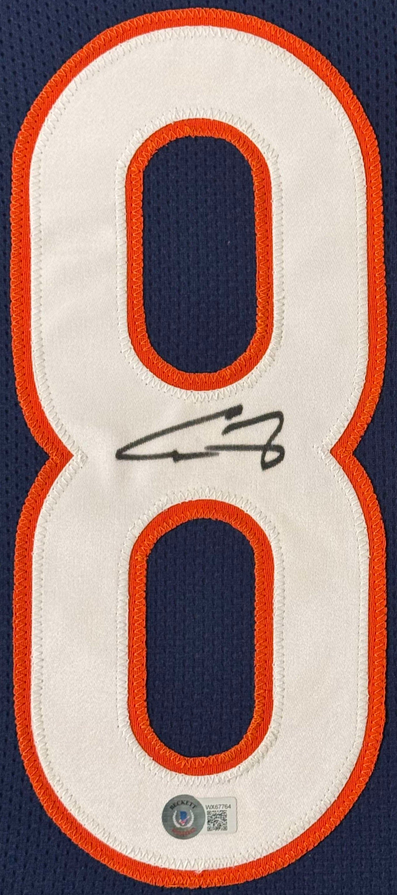 Cole Kmet Signed Chicago Bears Jersey Framed Beckett COA - Close up of Number