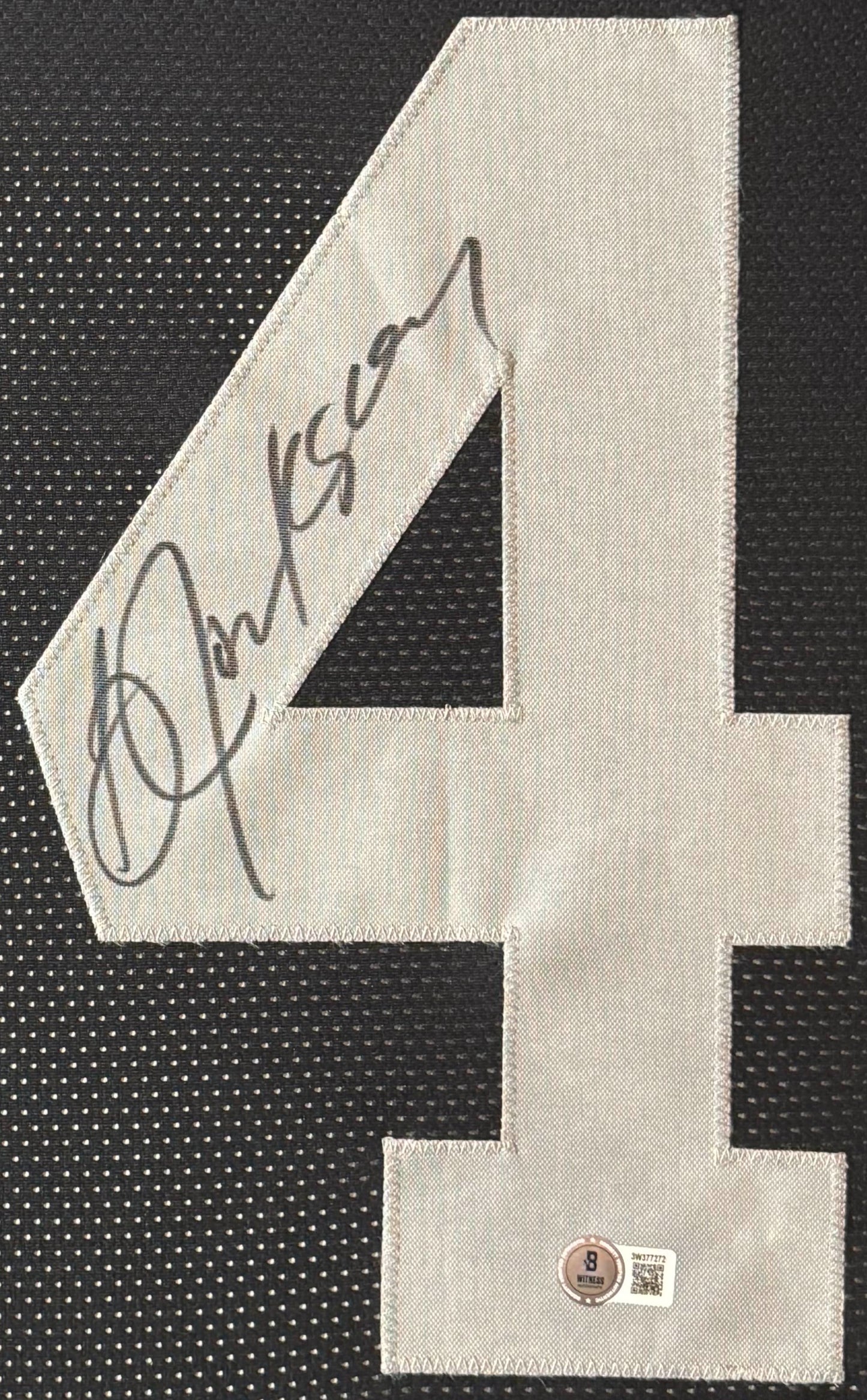 Bo Jackson Signed Oakland Raiders Jersey Framed Beckett COA - Close up of Number