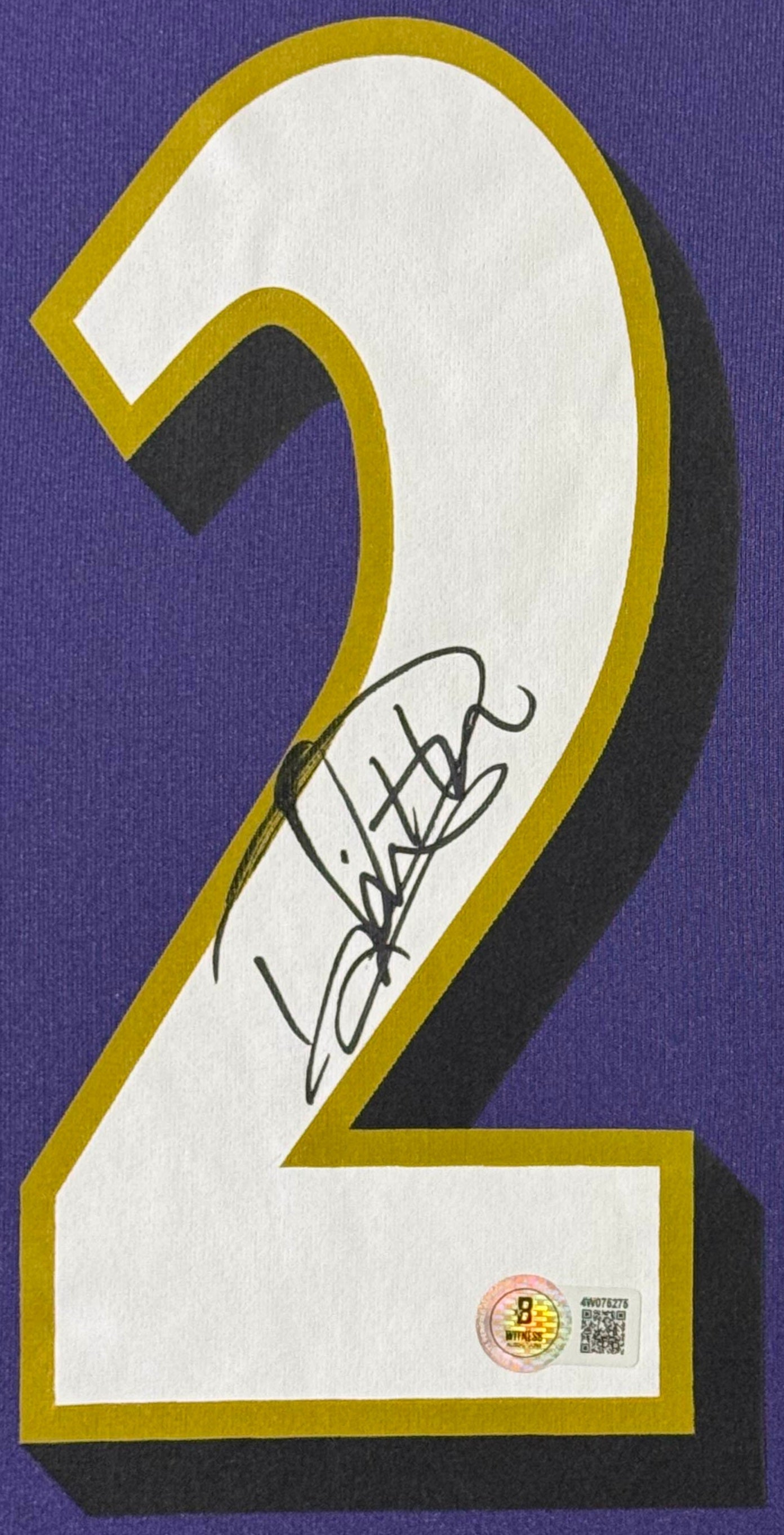 Derrick Henry Signed Baltimore Ravens Nike Jersey Framed Beckett COA - Close up of Number