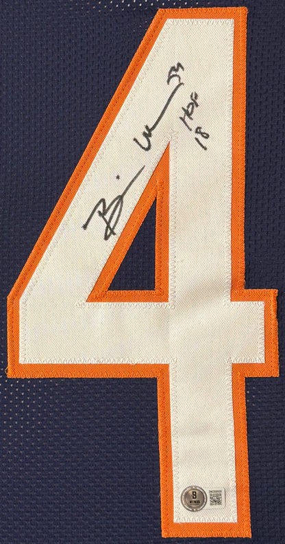 Brian Urlacher Signed Chicago Bears Jersey Framed Beckett COA INSCRIBED - Close up of Number