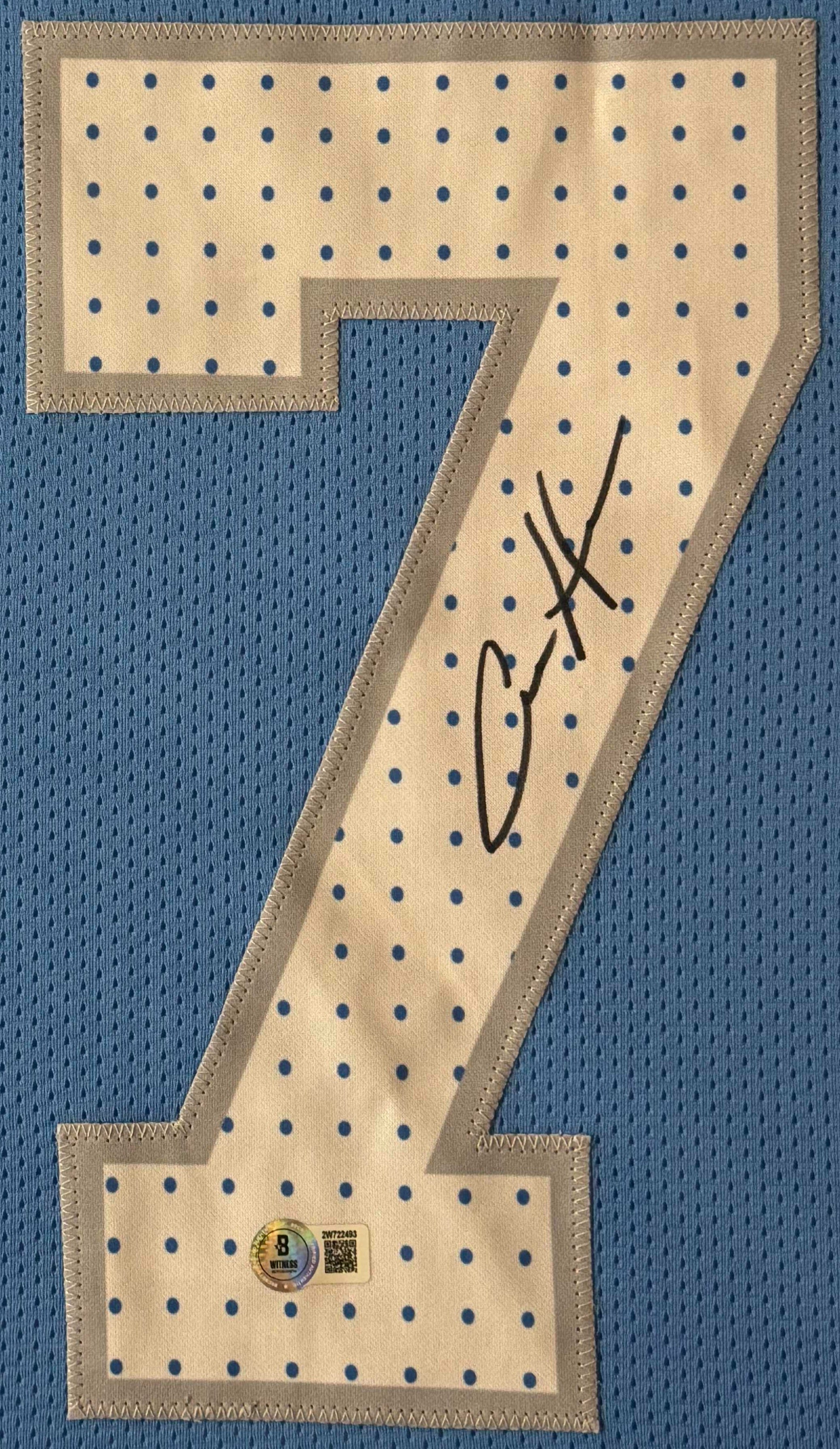 Aidan Hutchinson Signed Detroit Lions Jersey Framed Beckett COA - Close up of Number
