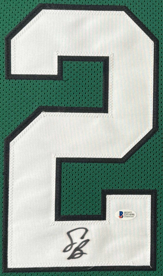 Saquon Barkley Signed Philadelphia Eagles Jersey Framed Beckett COA - Close up of Number