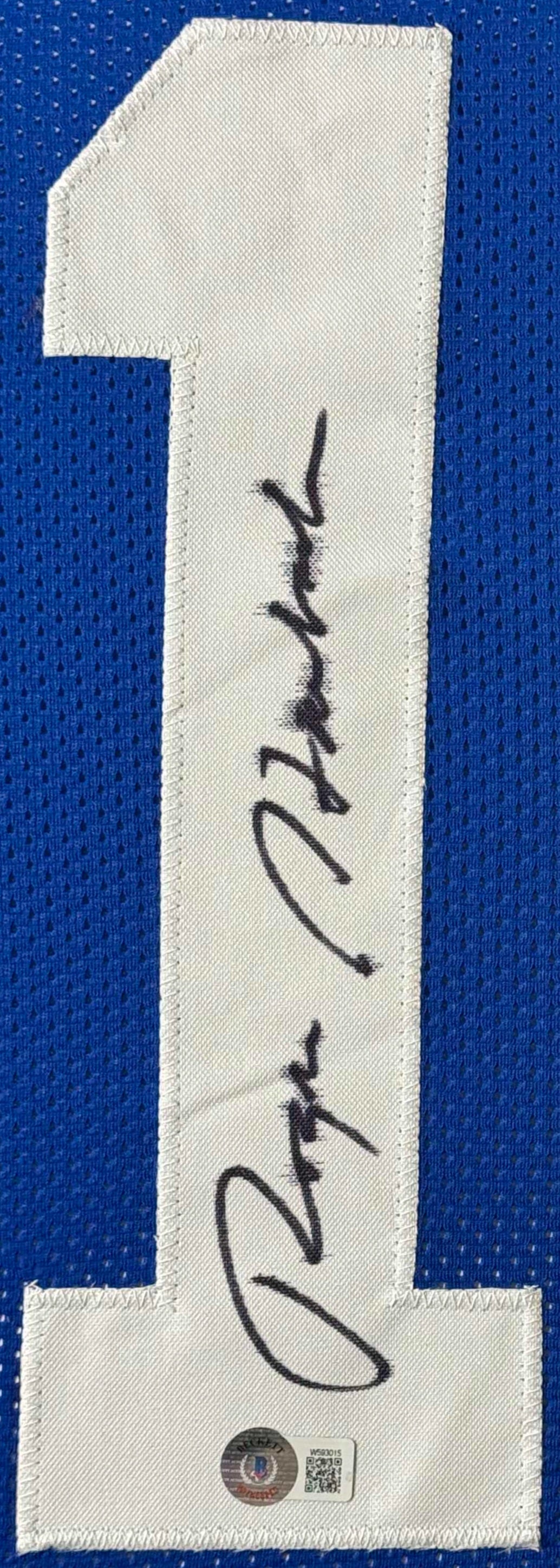 Roger Staubach Signed Dallas Cowboys Jersey Framed Beckett COA - Close up of Number