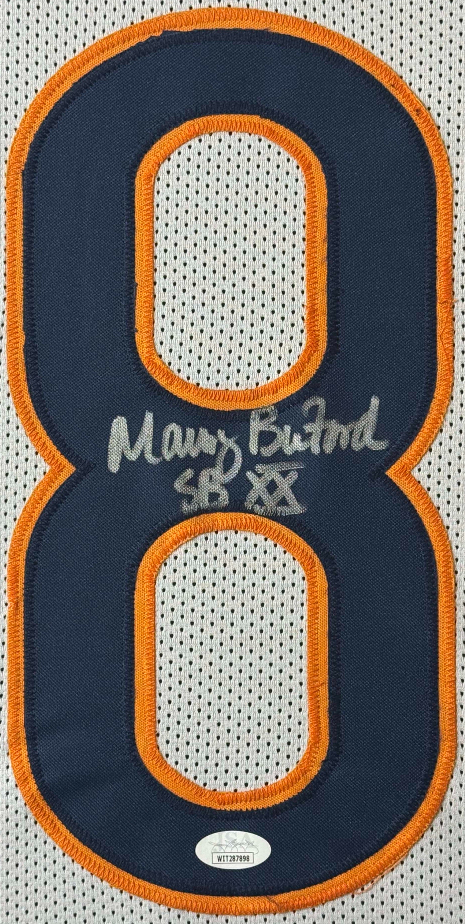 Maury Buford Signed Chicago Bears Jersey Framed JSA COA - Close up of Number