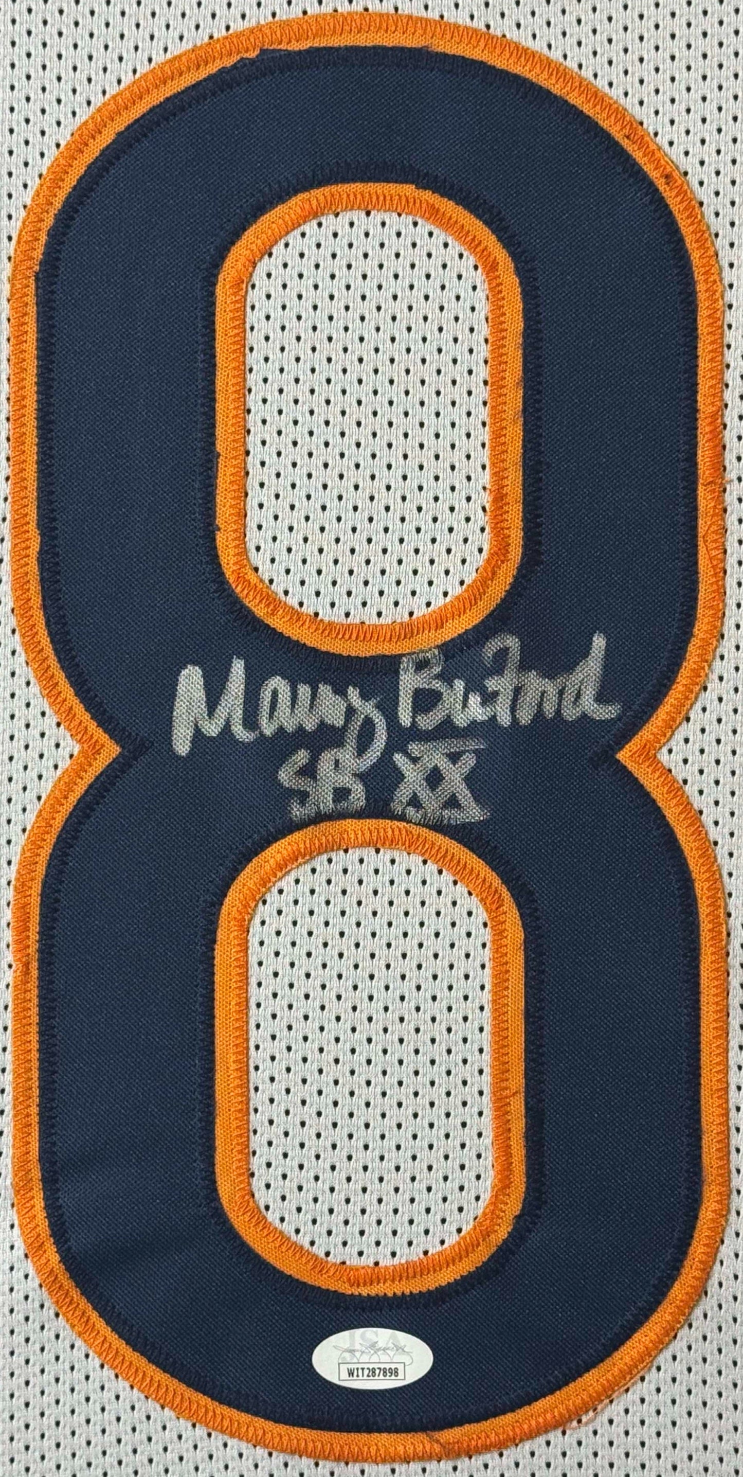 Maury Buford Signed Chicago Bears Jersey Framed JSA COA - Close up of Number