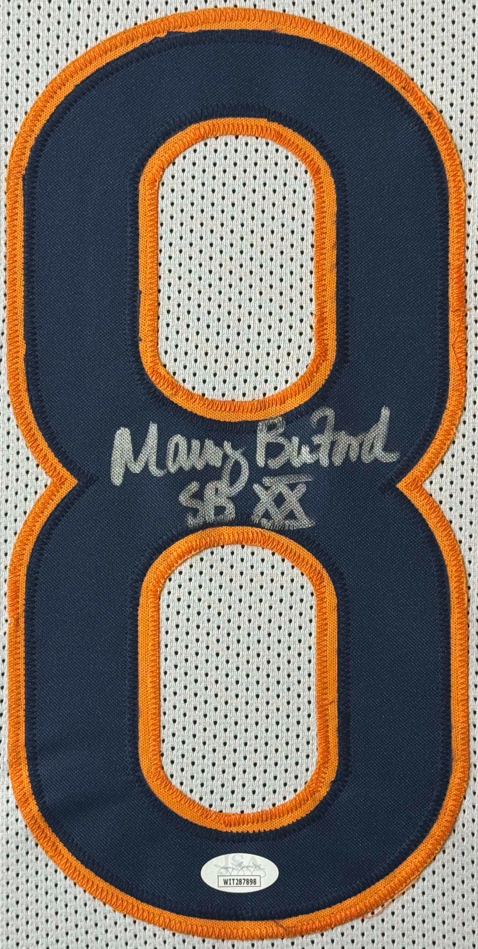 Maury Buford Signed Chicago Bears Jersey Framed JSA COA - Close up of Number