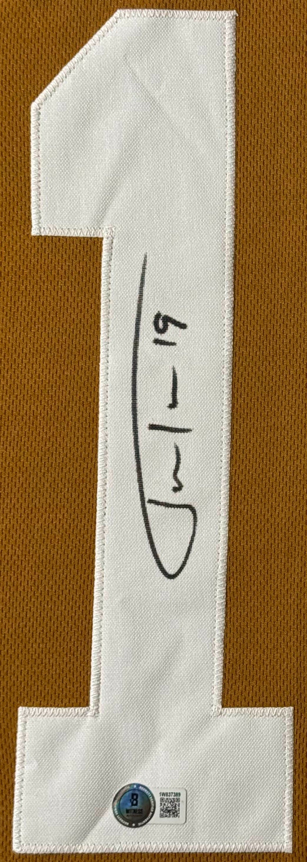 Justin Tucker Signed Texas Longhorns Jersey Framed Beckett COA - Close up of Number
