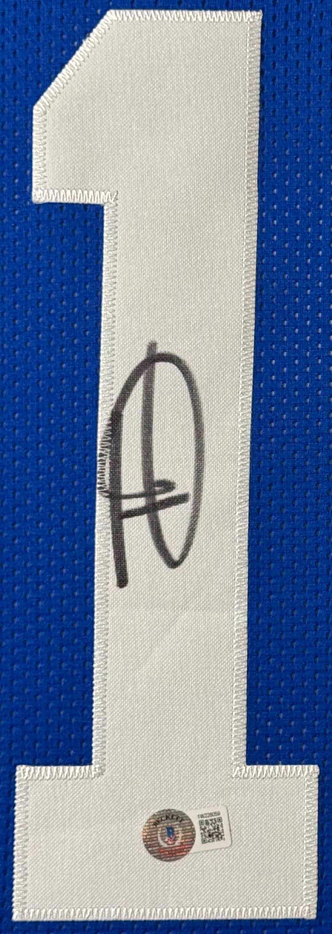 Tommy Devito Signed New York Giants Jersey Framed Beckett COA - Close up of Number