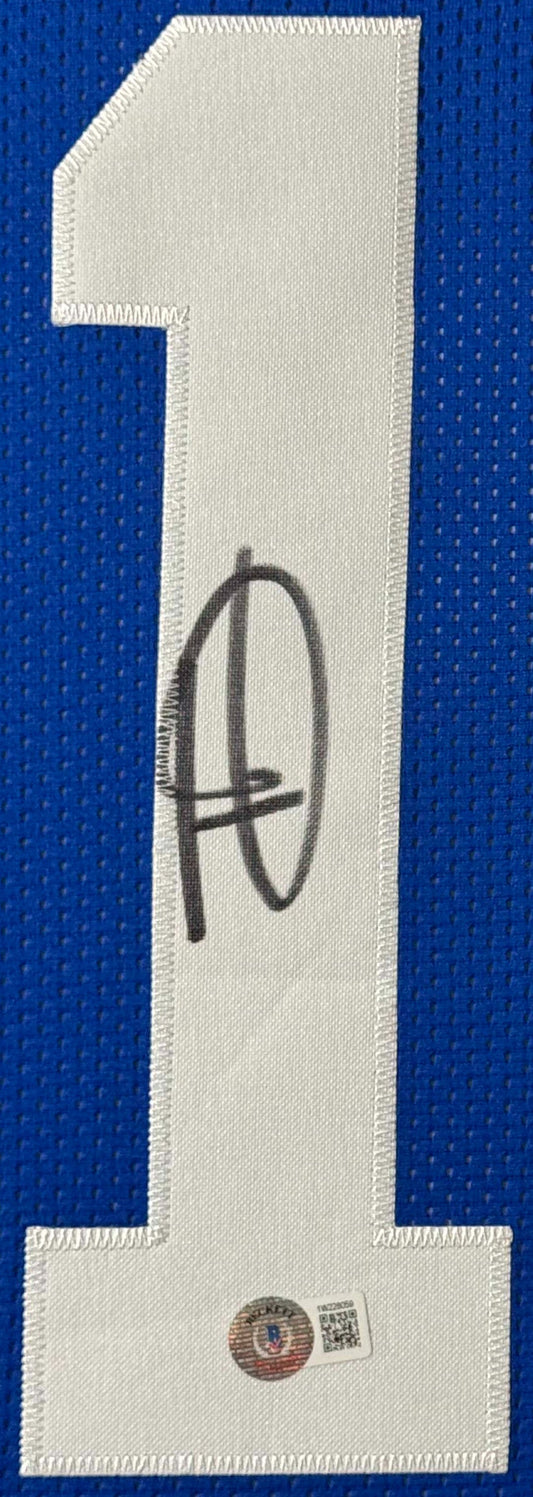Tommy Devito Signed New York Giants Jersey Framed Beckett COA - Close up of Number