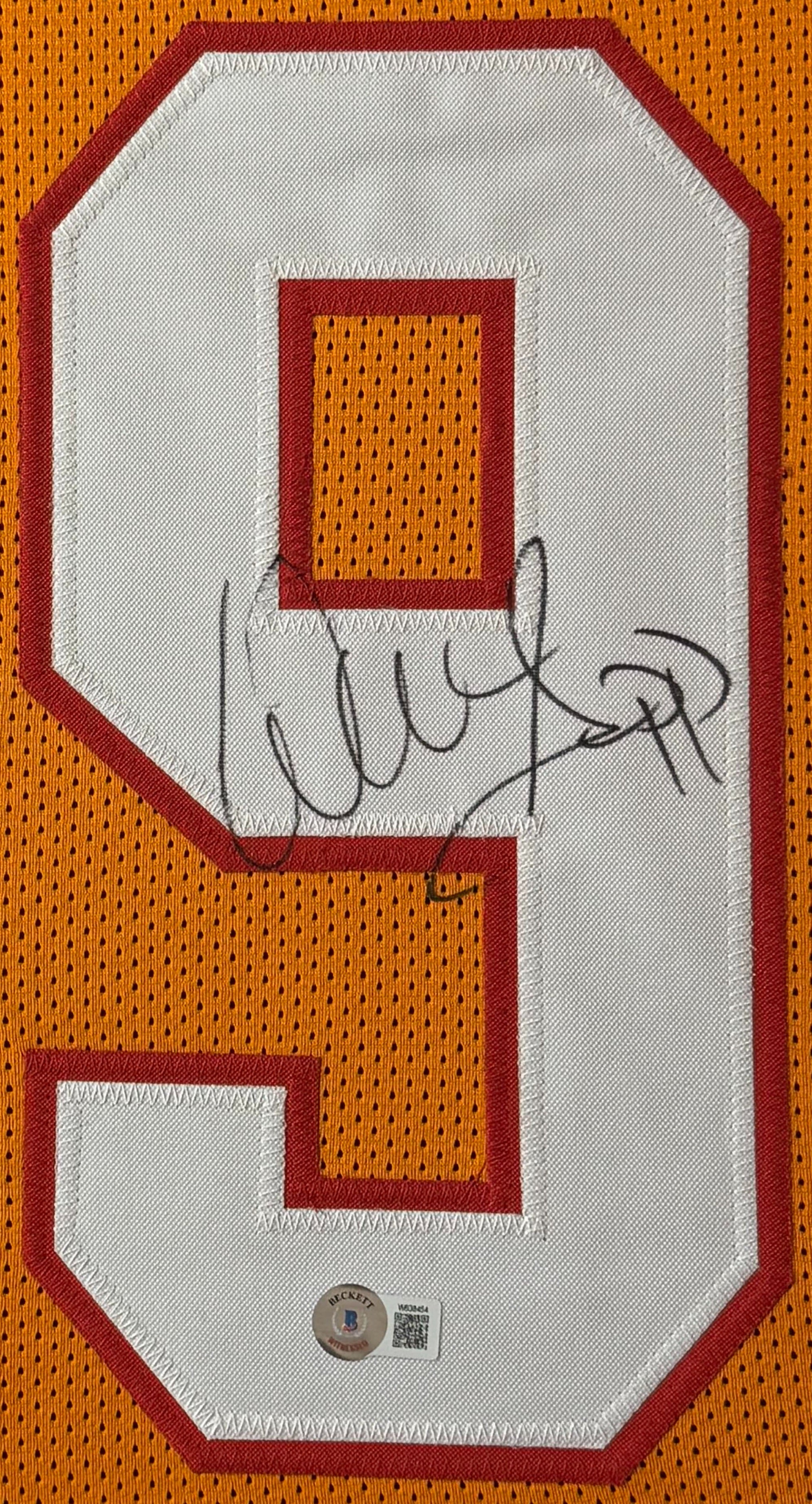 Warren Sapp Signed Tampa Bay Buccaneers Jersey Framed Beckett COA - Close up of Number