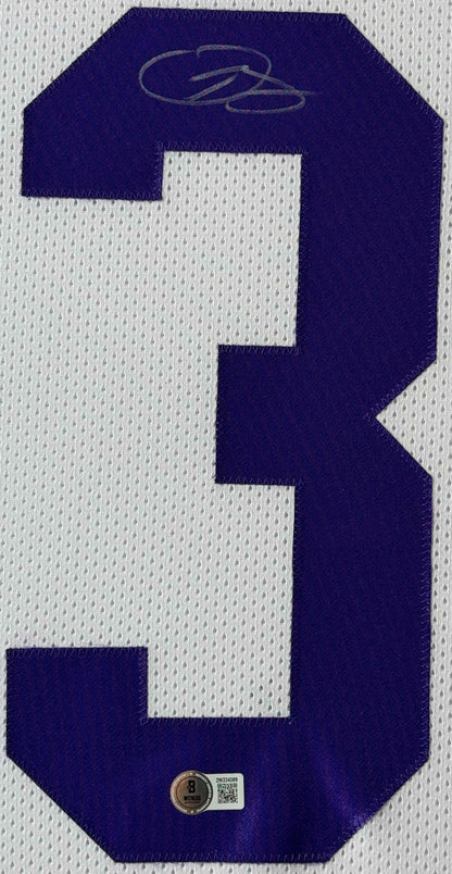 Odell Beckham Jr. Signed LSU Tigers Jersey Framed Beckett COA - Close up of Number