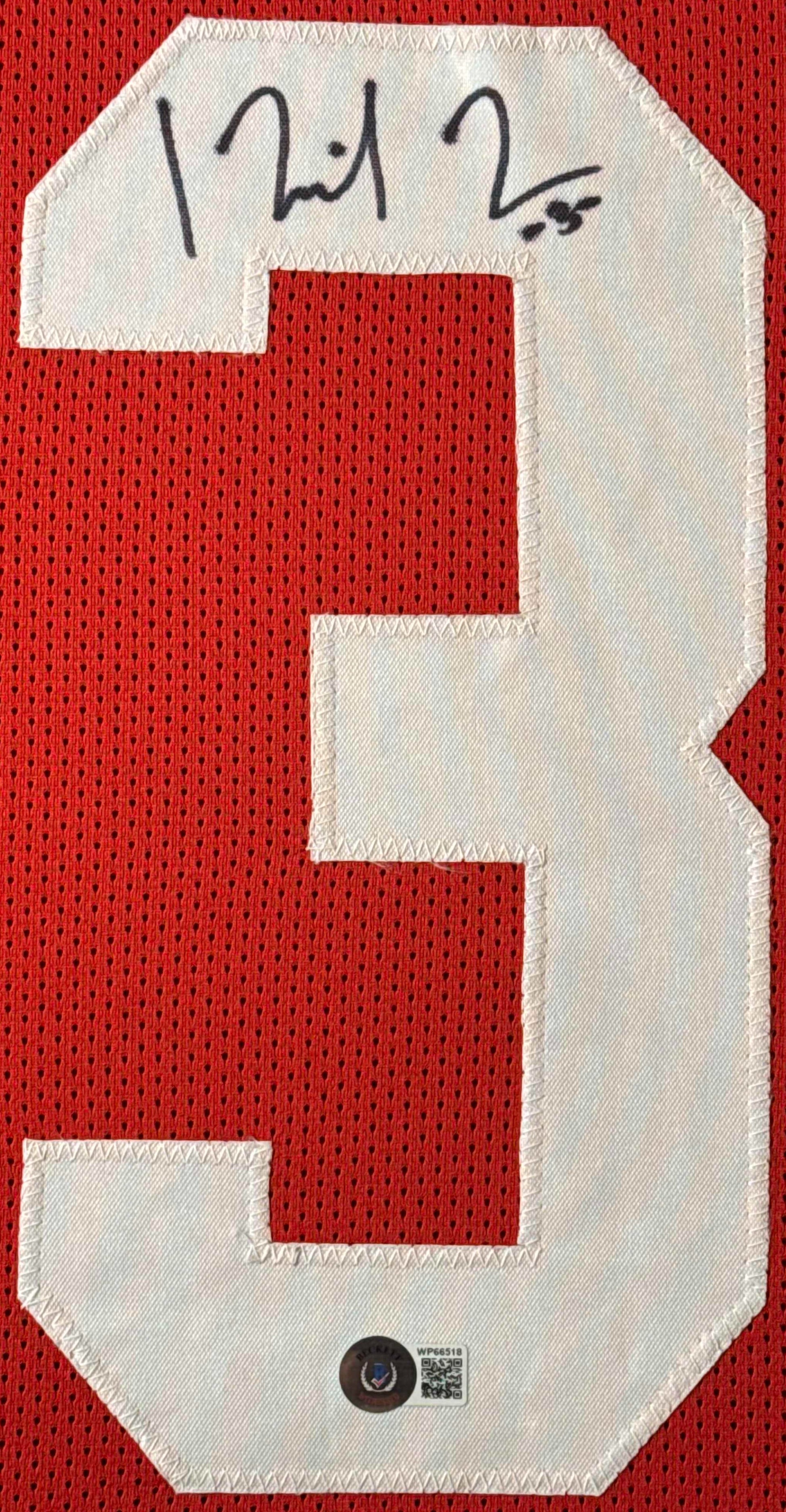 Michael Thomas Signed Ohio State Buckeyes Jersey Framed Beckett COA - Close up of Number