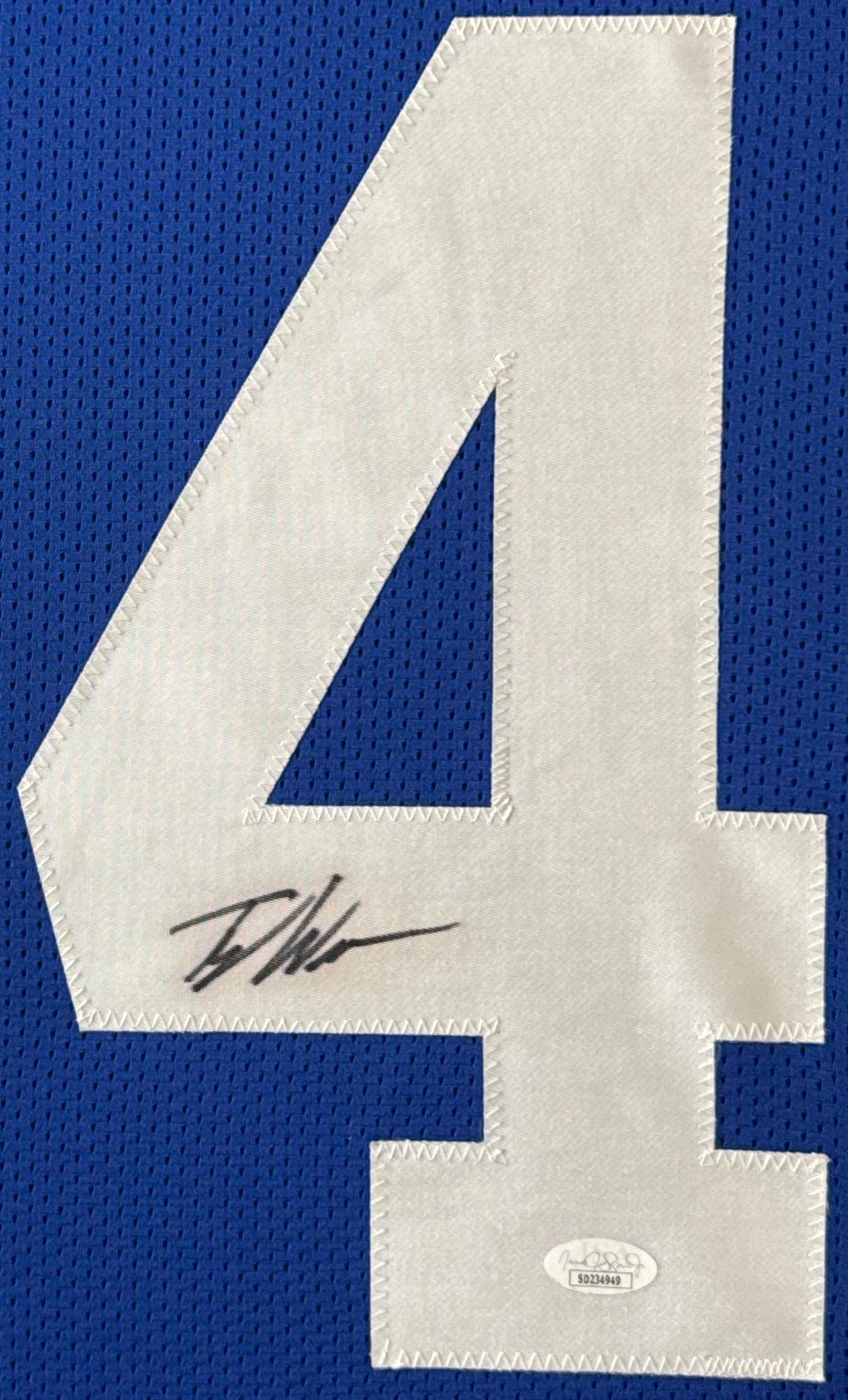 Tyler Warren Signed Indianapolis Colts Jersey Framed JSA COA - Close up of Number