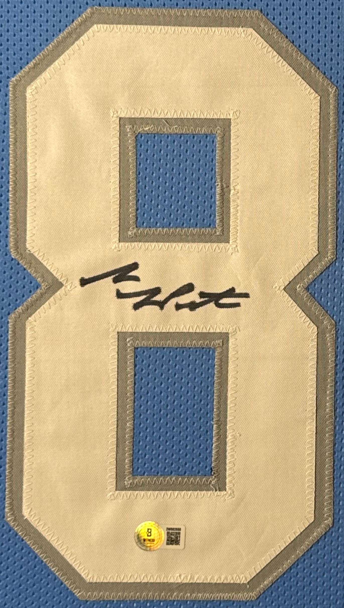 Sam LaPorta Signed Detroit Lions Jersey Framed Beckett COA - Close up of Number