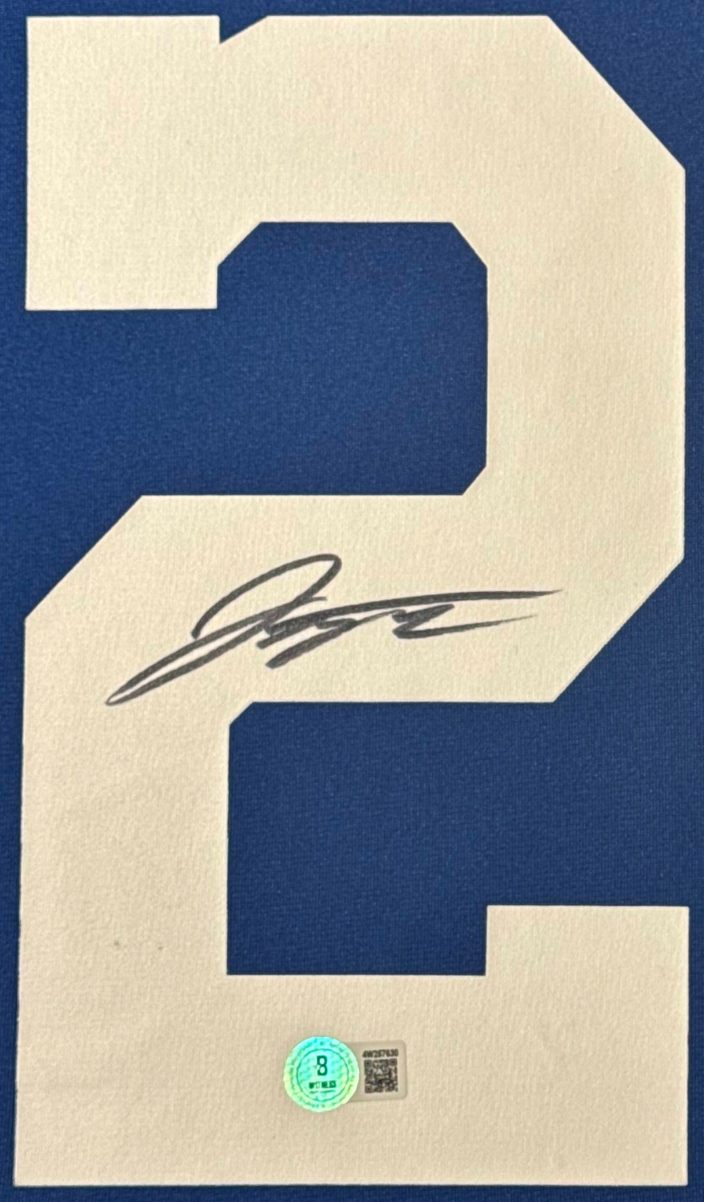 Jonathan Taylor Signed Indianapolis Colts Nike Jersey Framed Beckett COA - Close up of Number
