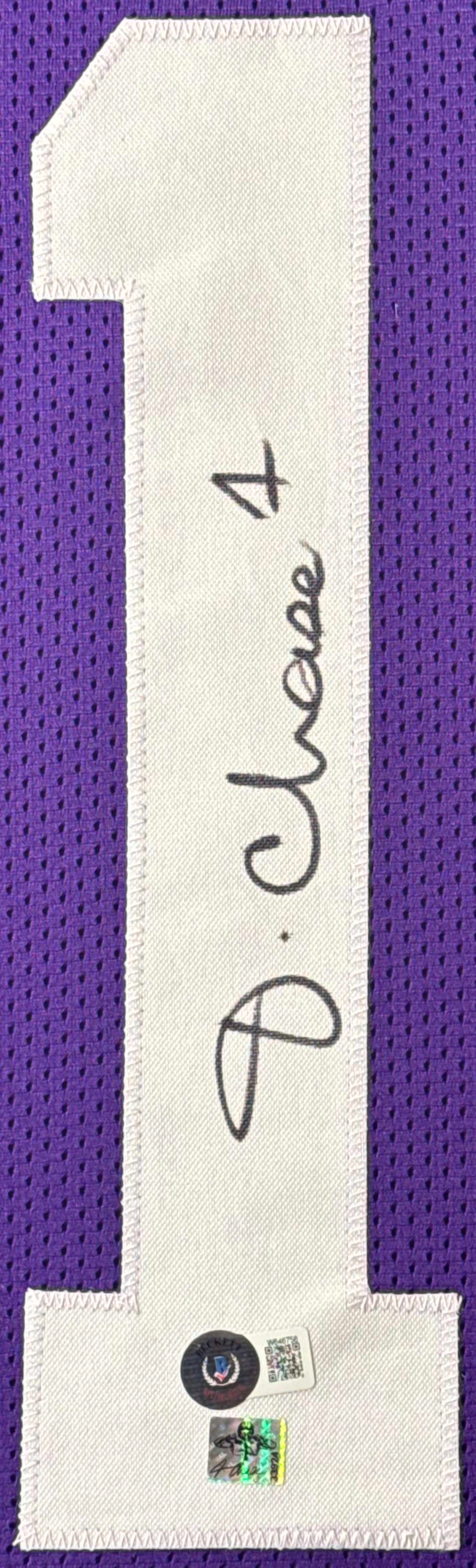 Ja'Marr Chase Signed LSU Tigers Jersey Framed Beckett & Chase Holograms COA - Close up of Number