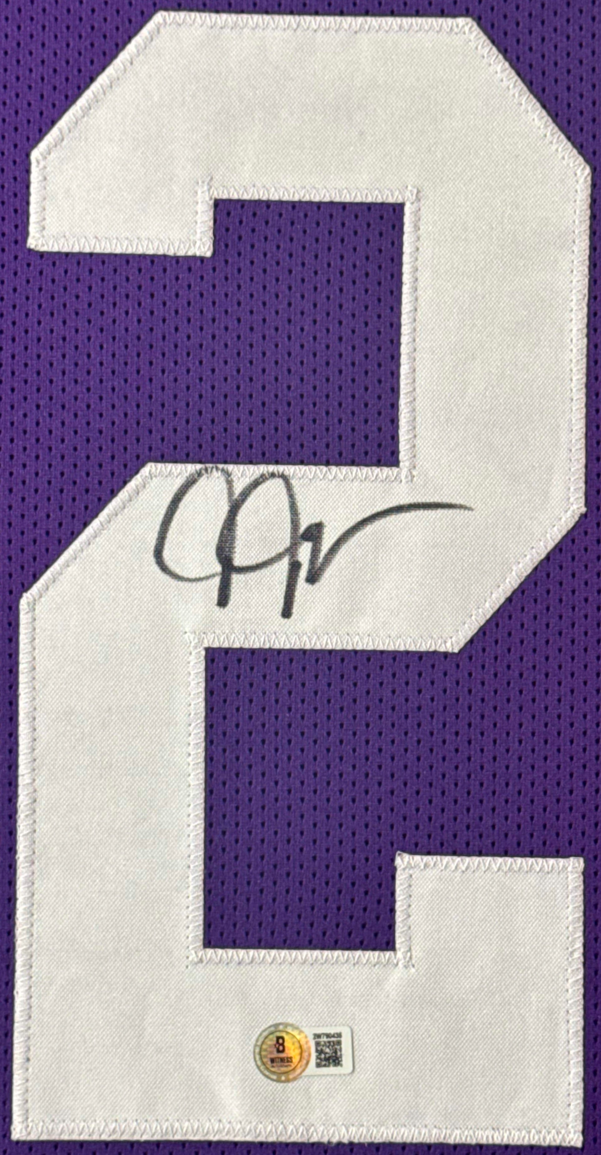 Justin Jefferson Signed LSU Tigers Jersey Framed Beckett COA - Close up of Number