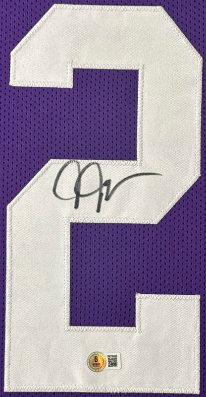 Justin Jefferson Signed LSU Tigers Jersey Framed Beckett COA - Close up of Number
