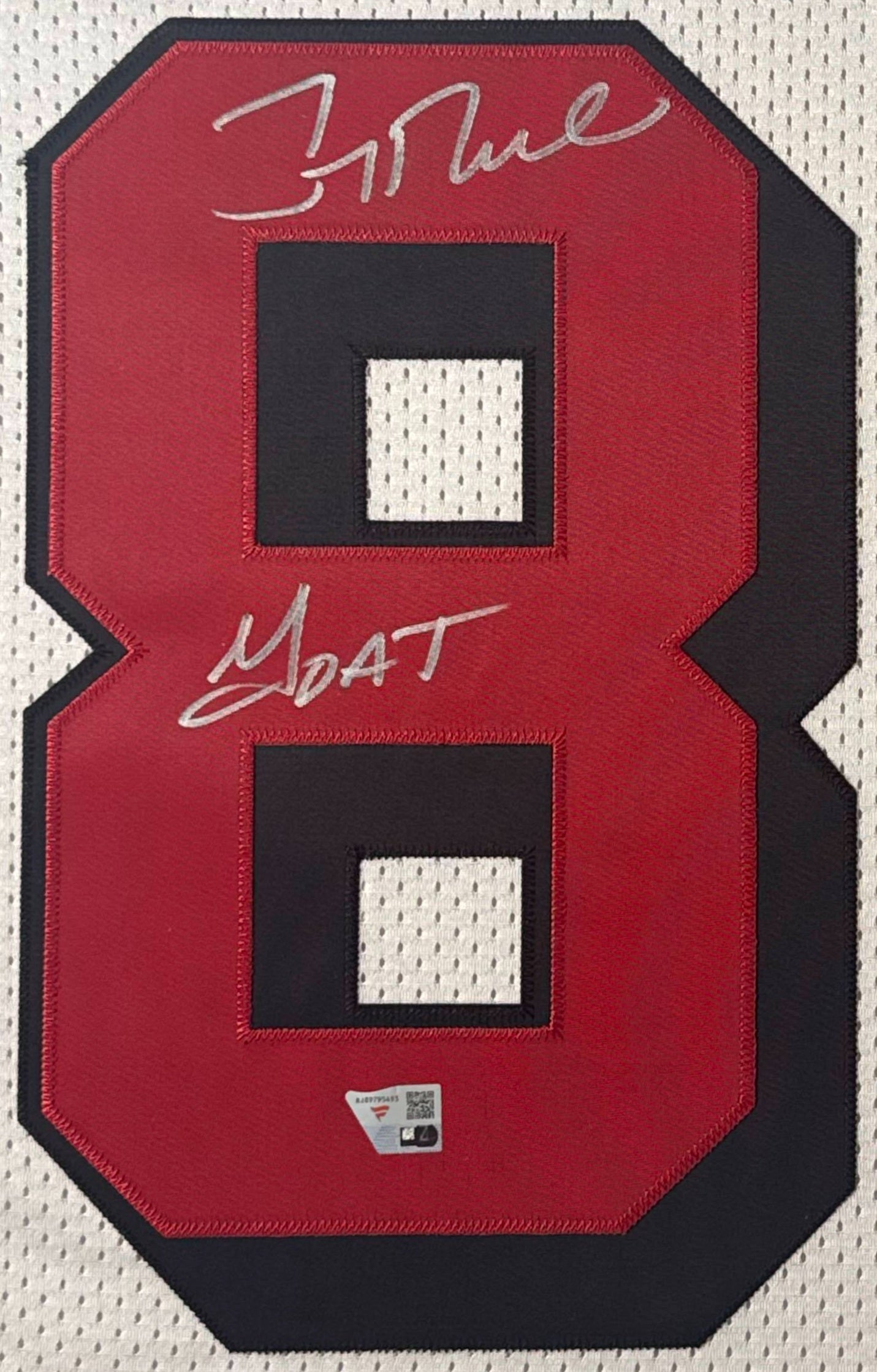 Jerry Rice Signed San Francisco 49ers Mitchell & Ness Jersey Framed Fanatics COA INSCRIBED - Close up of Number