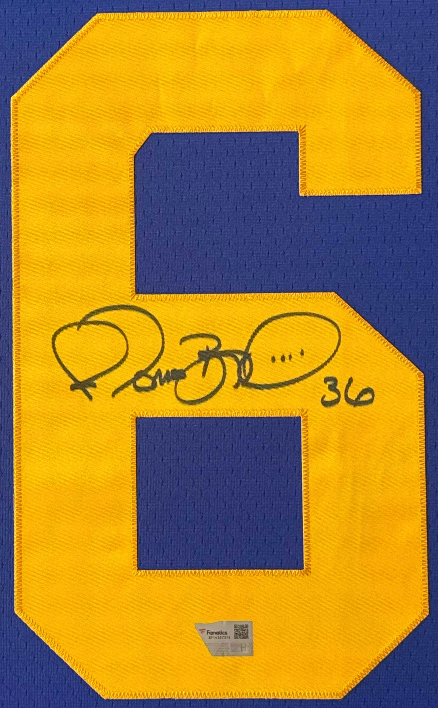Jerome Bettis Signed Los Angeles Rams Mitchell & Ness Jersey Framed Fanatics COA - Close up of Number