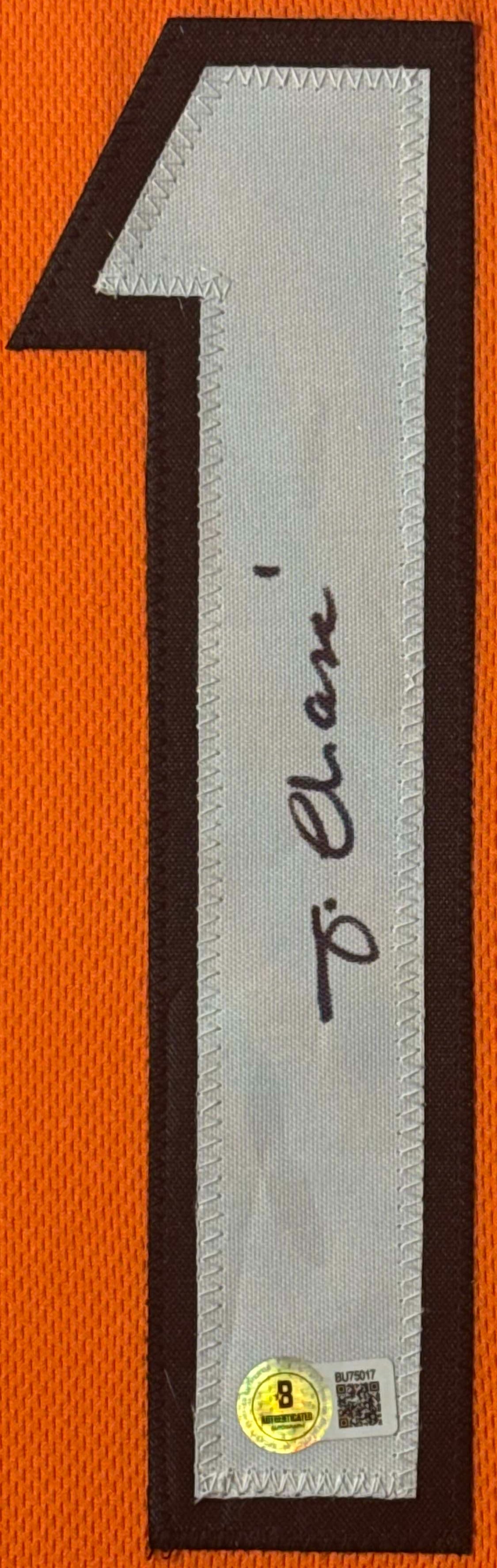 Ja'Marr Chase Signed Cincinnati Bengals Jersey Framed Beckett COA - Close up of Number
