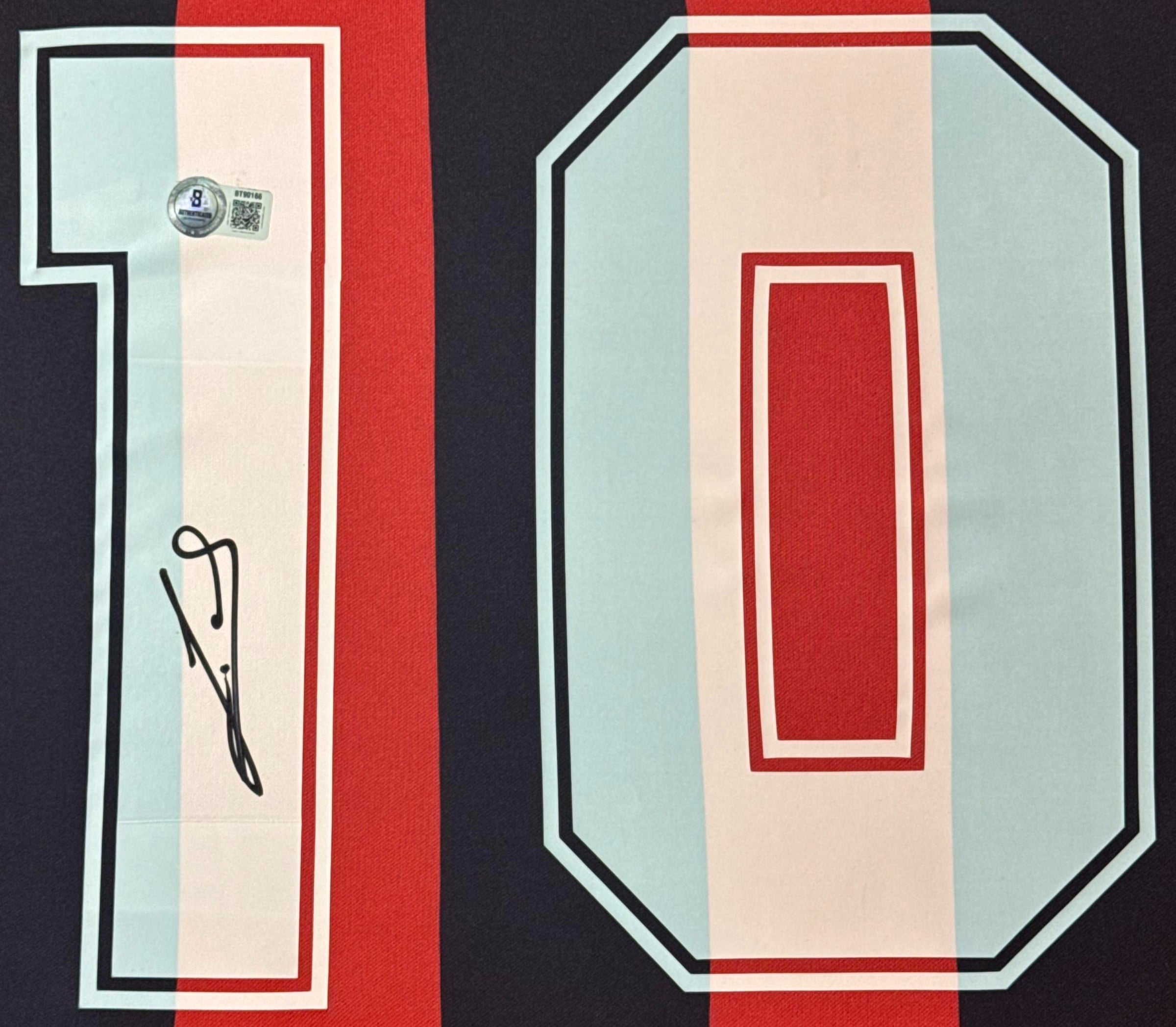 Ruud Gullit Signed AC Milan Adidas Jersey Framed Beckett COA - Close up of Number
