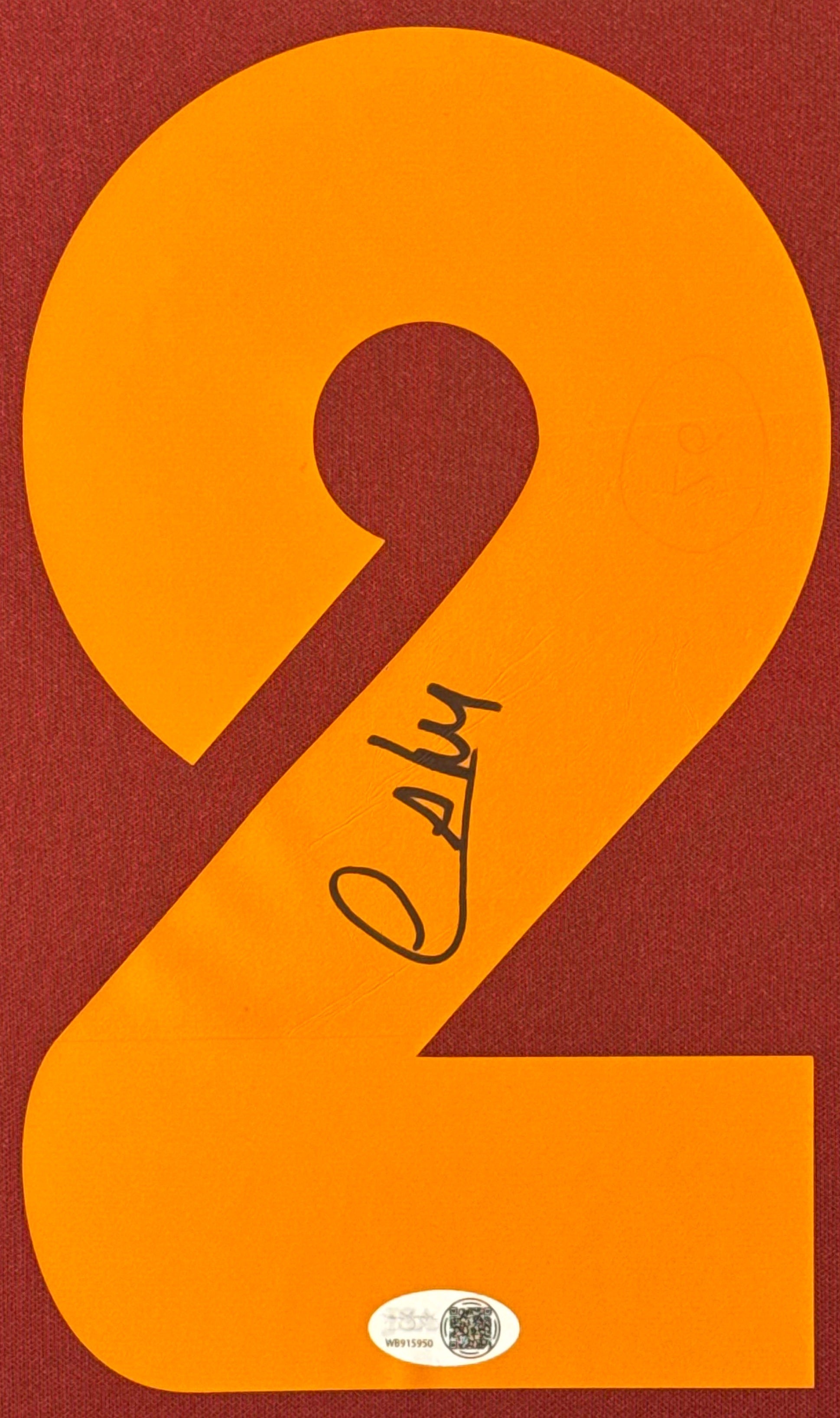Cafu Signed AS Roma Diadora Jersey Framed JSA COA - Close up of Number