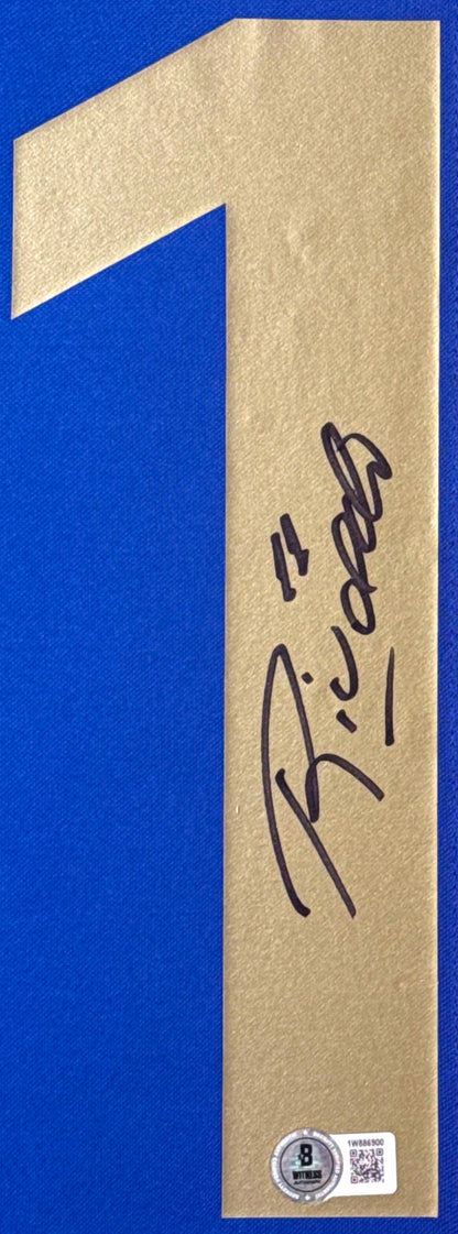 Rivaldo Signed FC Barcelona Nike Jersey Framed Beckett COA - Close up of Number