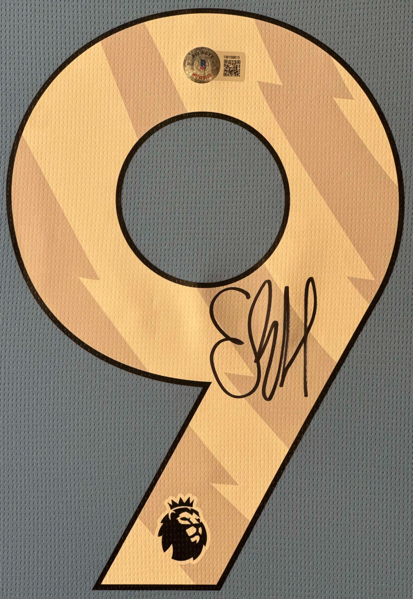 Erling Haaland Signed Manchester City Puma Jersey Framed Beckett COA - Close up of Number
