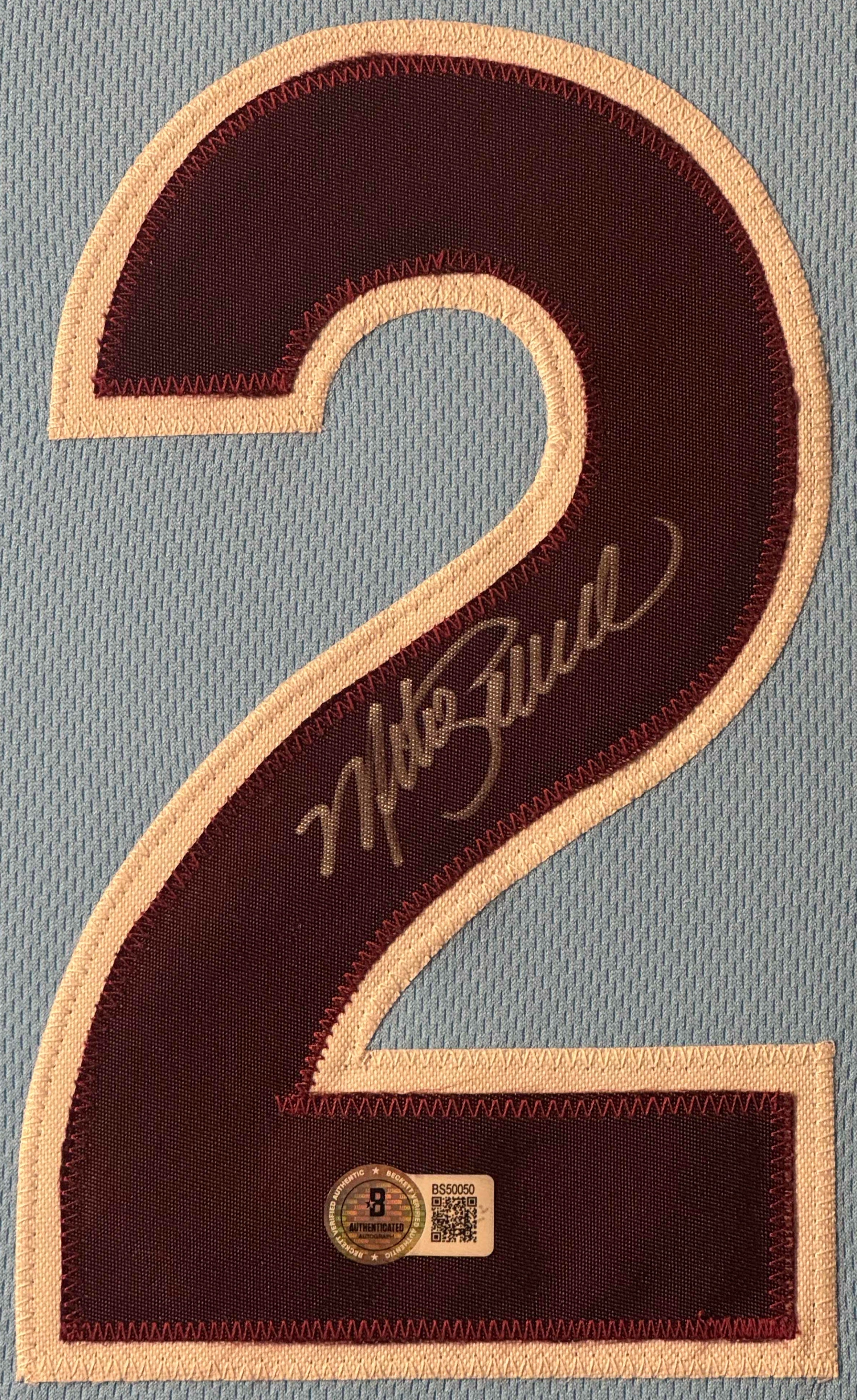 Mike Schmidt Signed Philadelphia Phillies Jersey Framed Beckett COA - Close up of Number