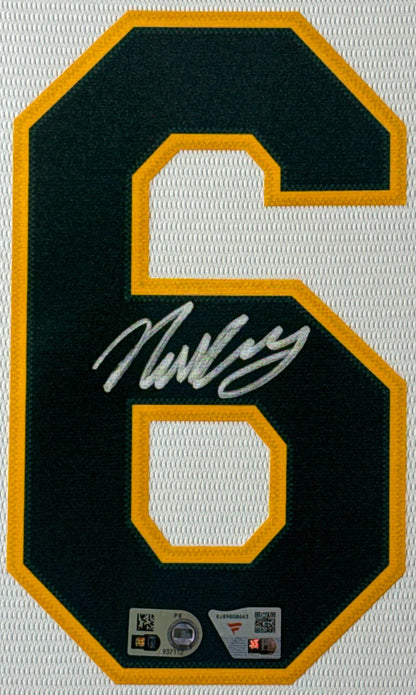 Nick Kurtz Signed Oakland Athletics Nike Jersey Framed Fanatics & MLB COA - Close up of Number