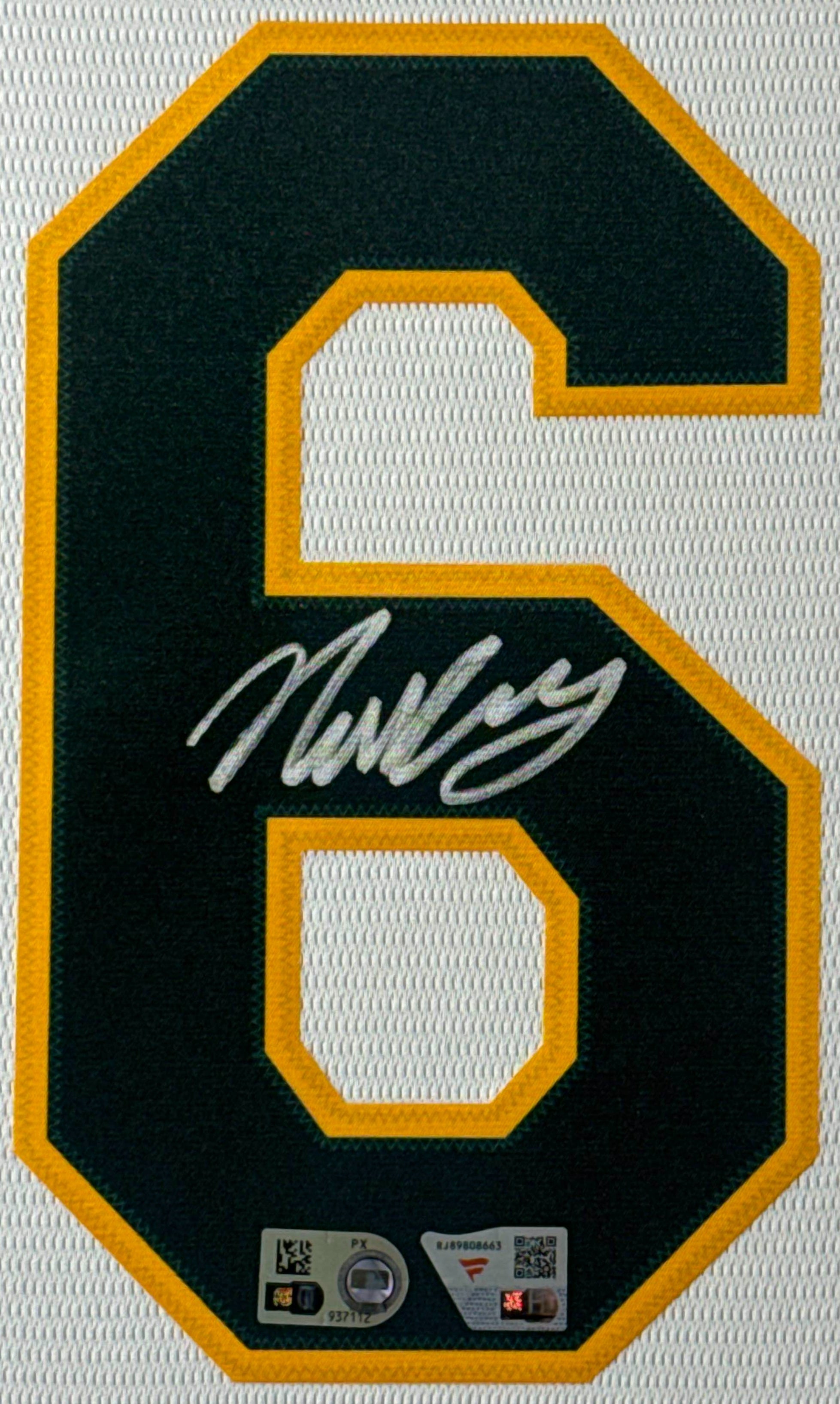 Nick Kurtz Signed Oakland Athletics Nike Jersey Framed Fanatics & MLB COA - Close up of Number