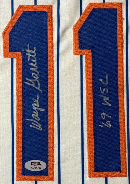 Wayne Garrett Signed New York Mets Jersey Framed PSA COA INSCRIBED - Close up of Number