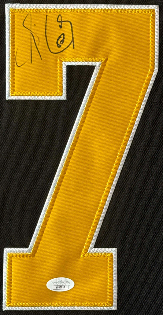 Sidney Crosby Signed Pittsburgh Penguins Fanatics Jersey Framed JSA LOA & COA - Close up of Number