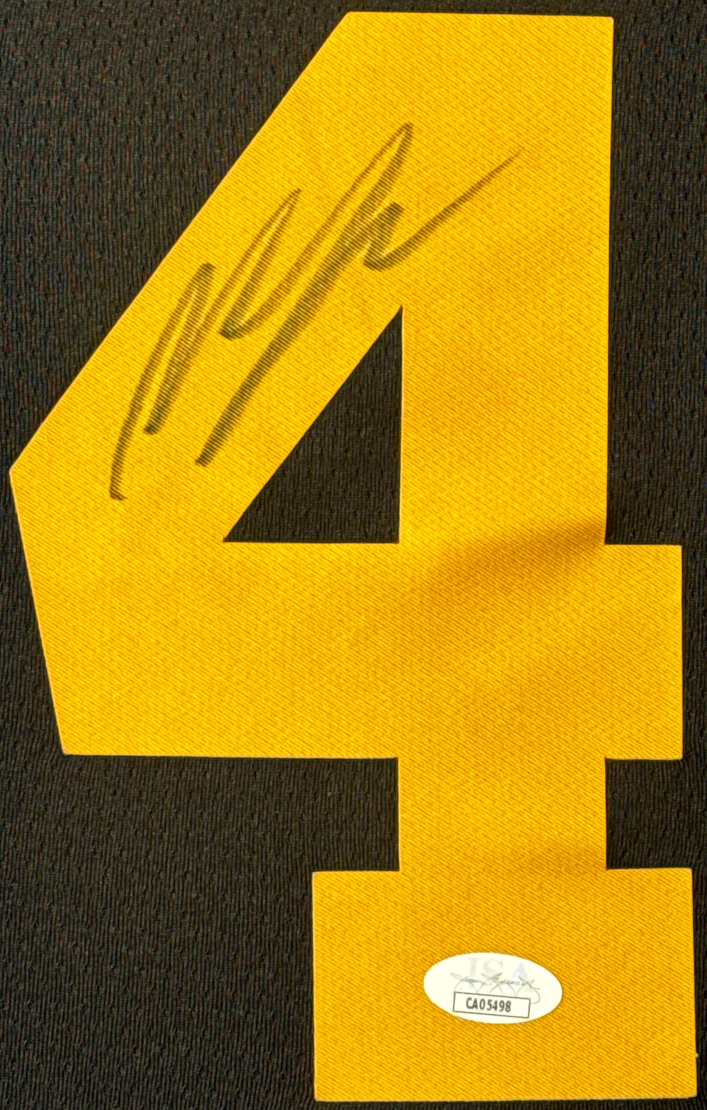 Moses Moody Signed Golden State Warriors Nike Jersey Framed JSA COA - Close up of Number