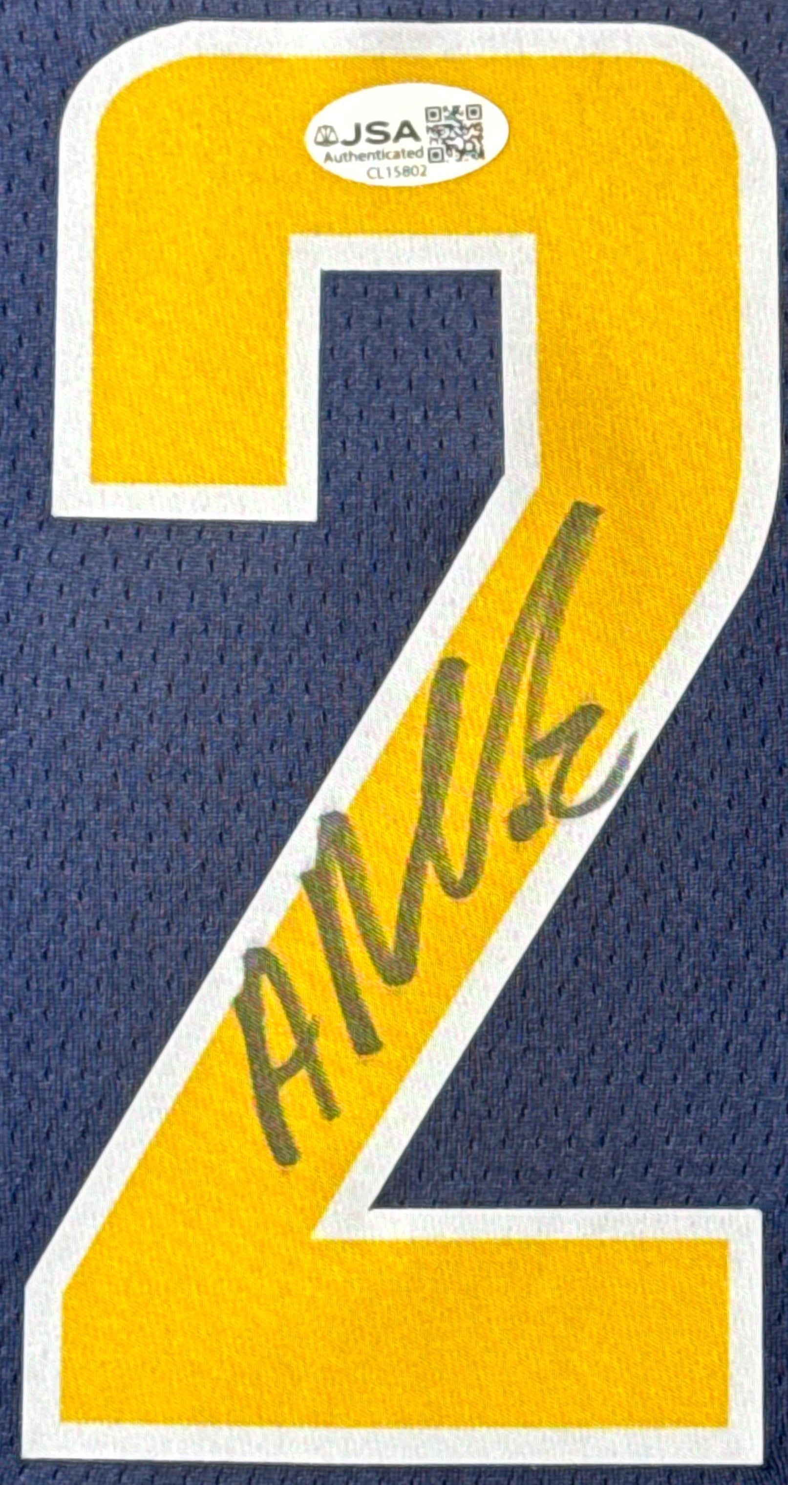 Andrew Nembhard Signed Indiana Pacers Nike Jersey Framed JSA COA - Close up of Number