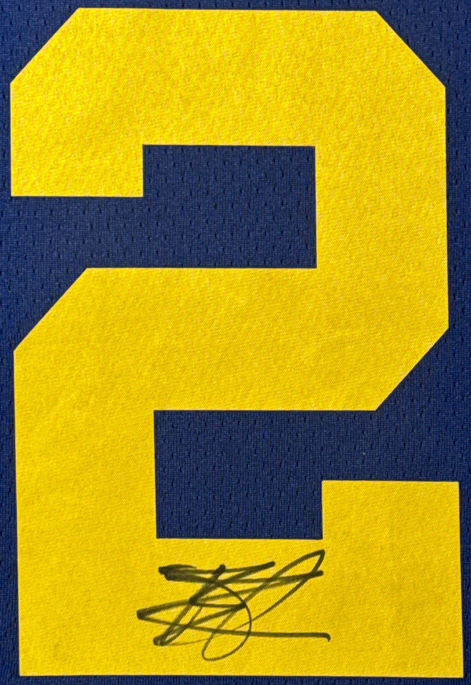 Brandin Podziemski Signed Golden State Warriors Nike Jersey Framed JSA COA - Close up of Number