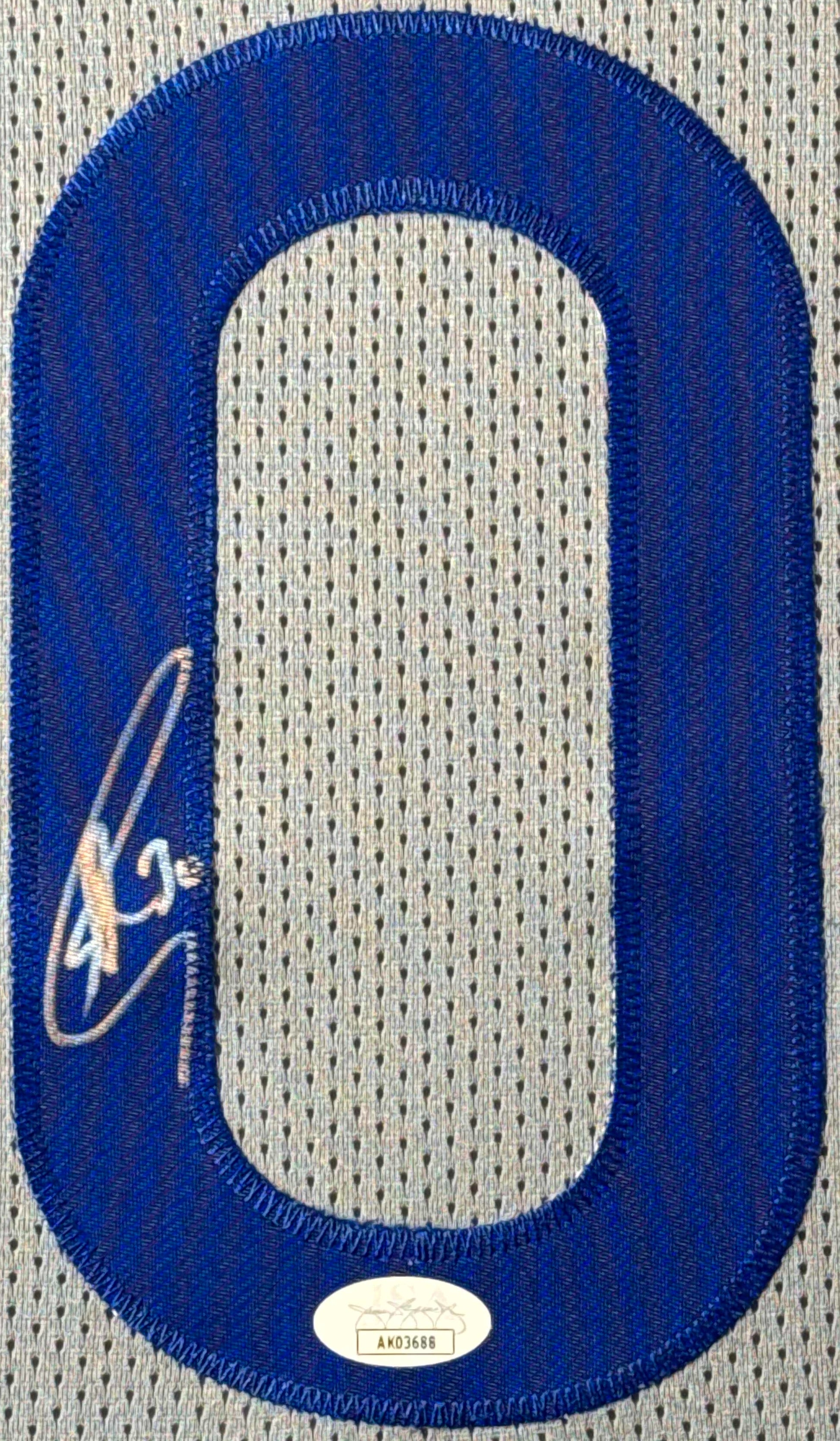 Stephen Curry Signed Golden State Warriors Nike Jersey Framed JSA COA - Close up of Number