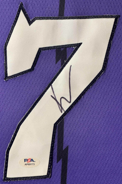 Kyle Lowry Signed Toronto Raptors Mitchell & Ness Jersey Framed PSA COA - Close up of Number