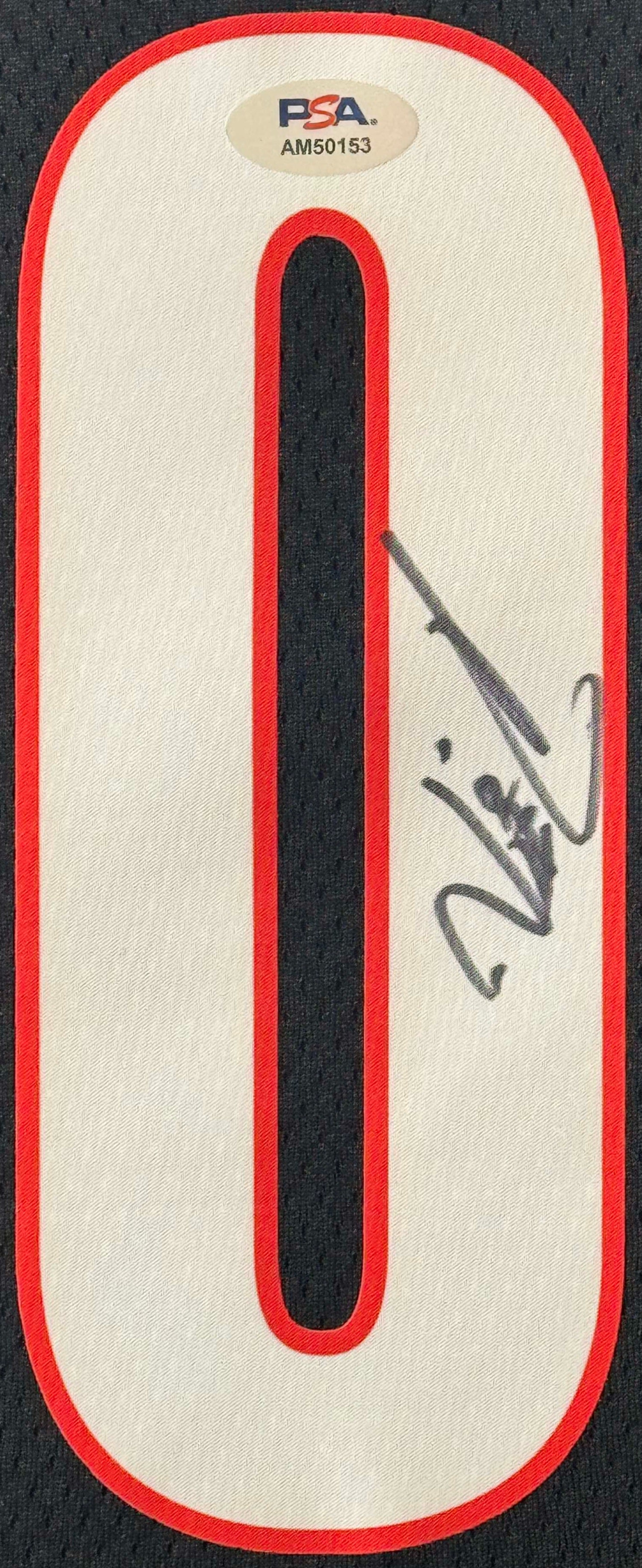 Damian Lillard Signed Portland Trail Blazers Nike Jersey Framed PSA COA - Close up of Number