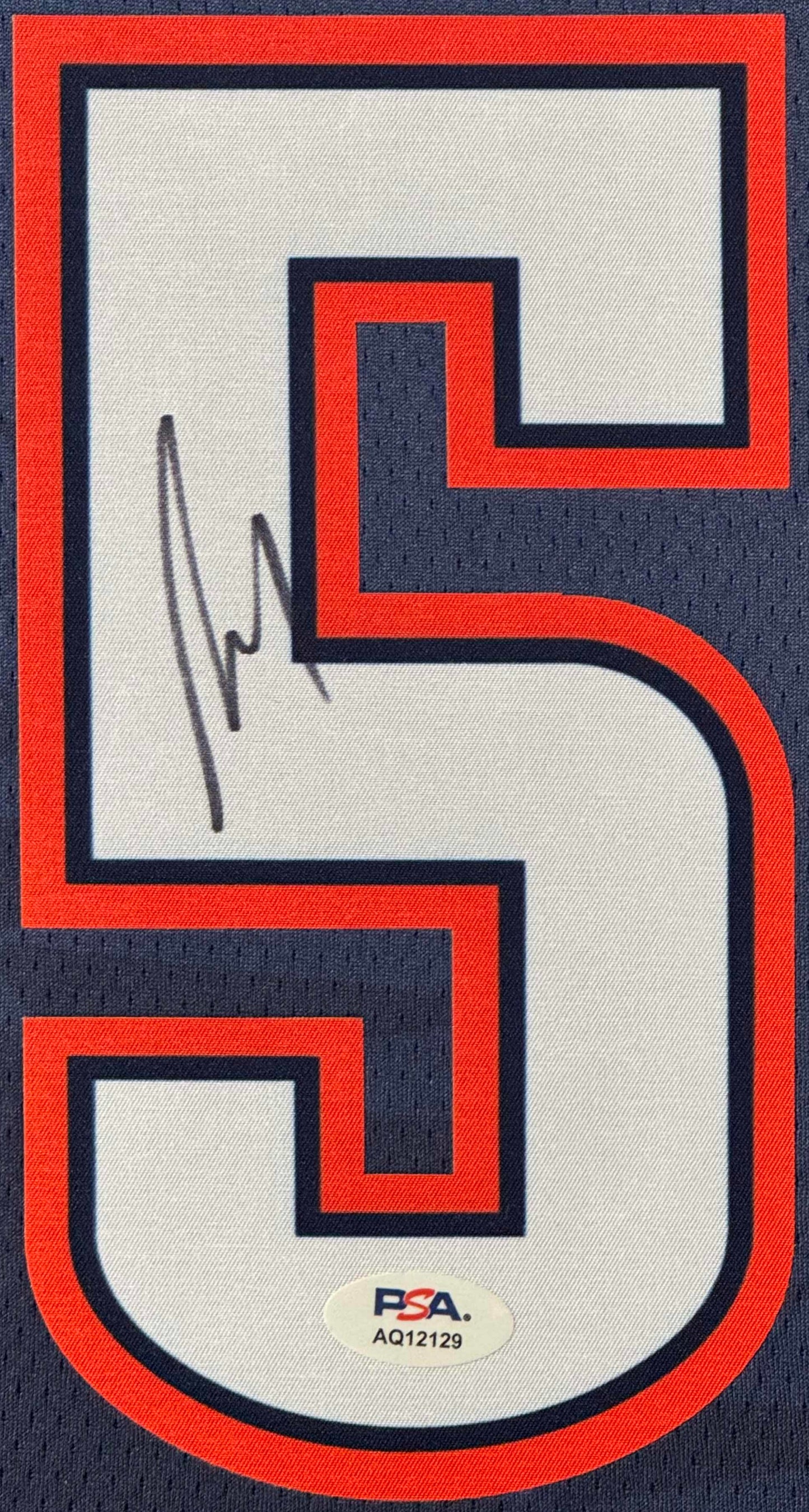 Luguentz Dort Signed Oklahoma City Thunder Nike Jersey Framed PSA COA - Close up of Number