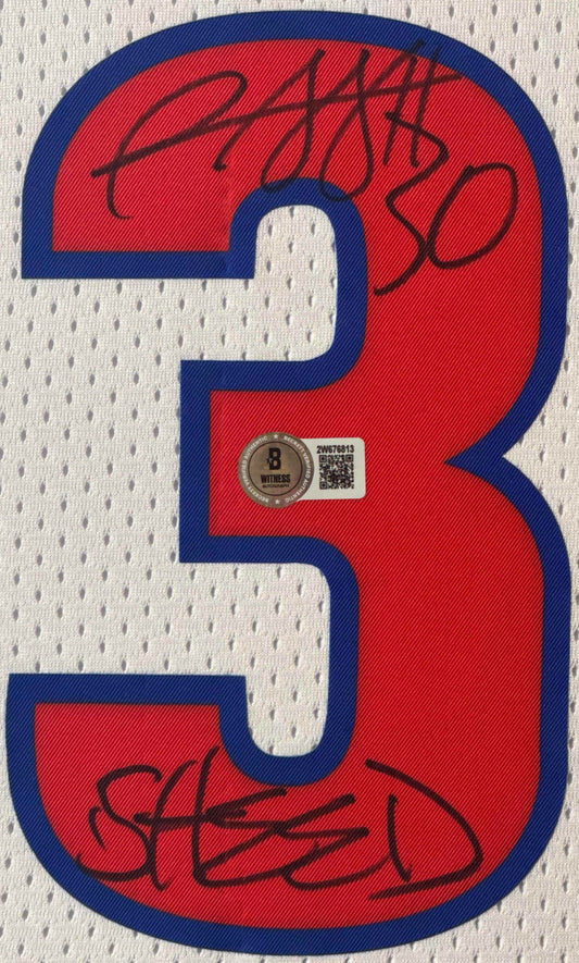 Rasheed Wallace Signed Detroit Pistons Mitchell & Ness Jersey Framed Beckett COA INSCRIBED - Close up of Number