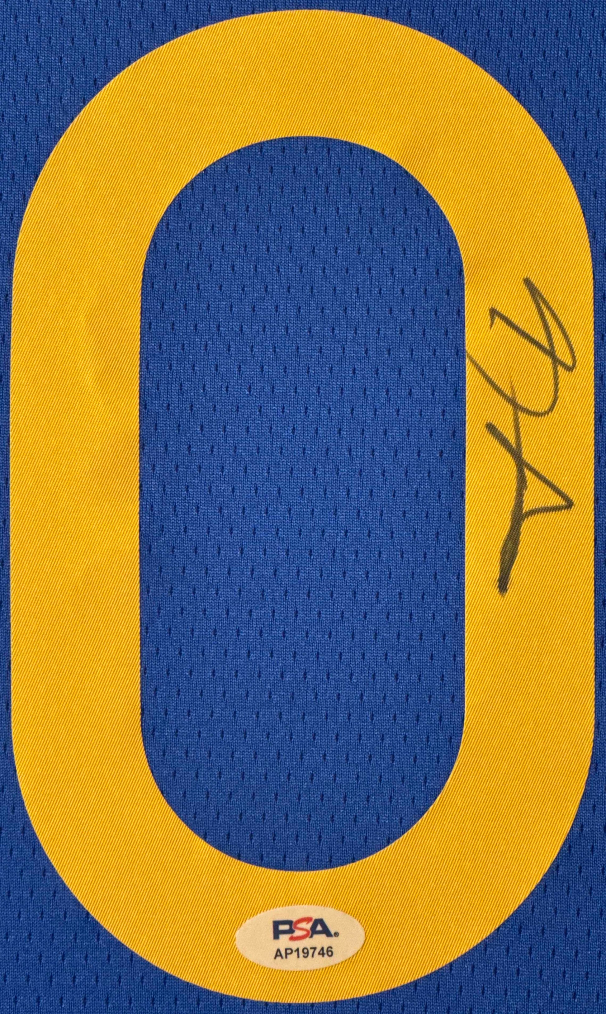 Gary Payton II Signed Golden State Warriors Nike Jersey Framed PSA COA - Close up of Number