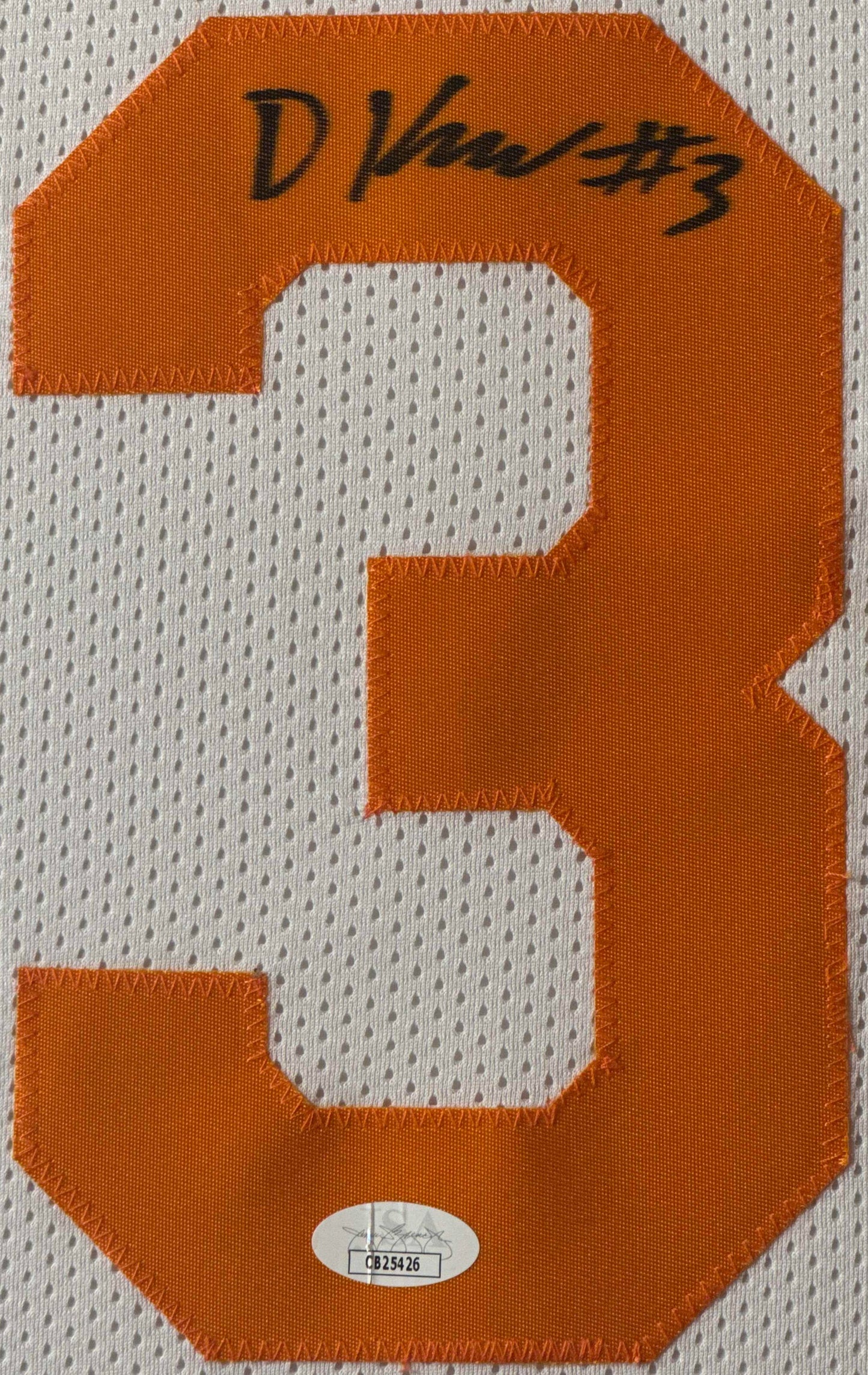 Dalton Knecht Signed Tennessee Volunteers Jersey Framed JSA COA - Close up of Number