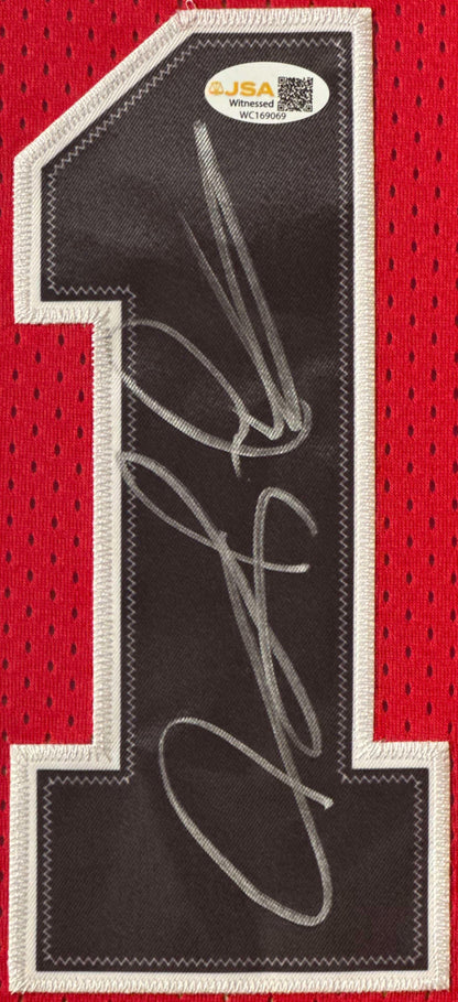 Dennis Rodman Signed Chicago Bulls Mitchell & Ness Jersey Framed JSA COA - Close up of Number