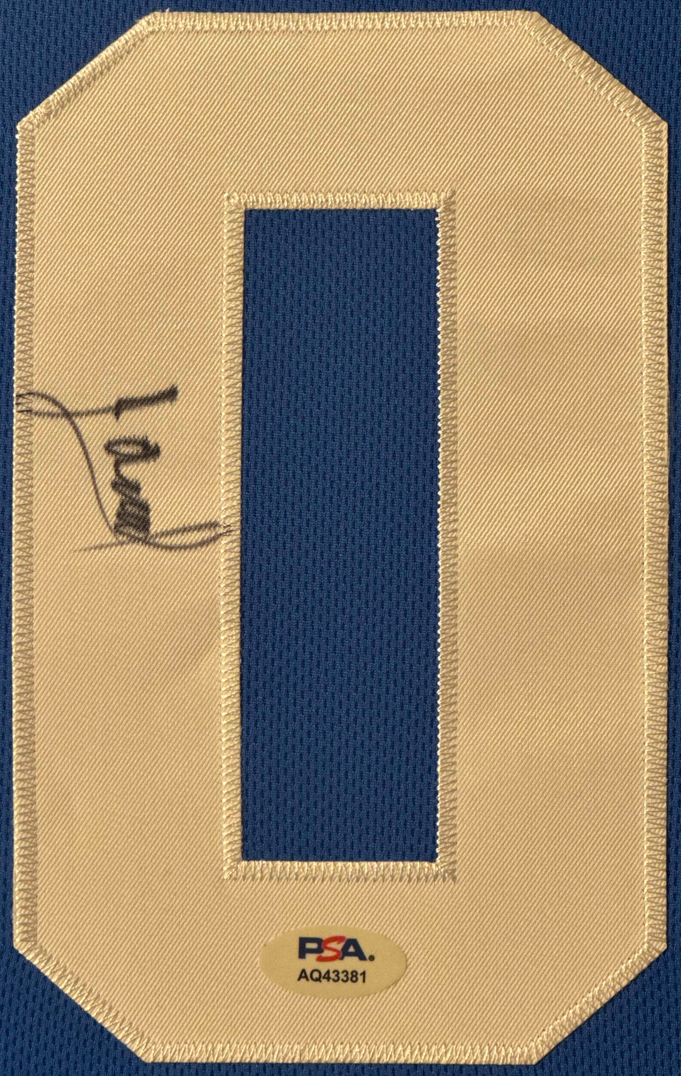 Jared McCain Signed Duke Blue Devils Nike Jersey Framed PSA COA - Close up of Number